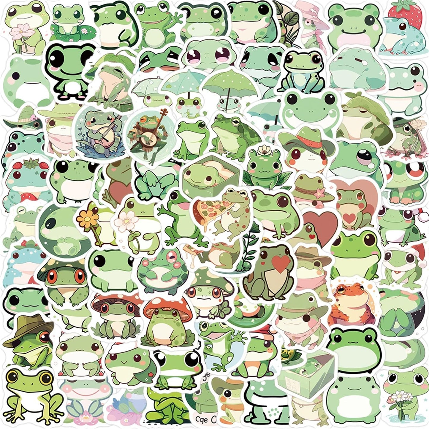 Hopetl Funny Small Frog Stickers – 100pc Colorful Vinyl Stickers for Kids, School & DIY Crafts