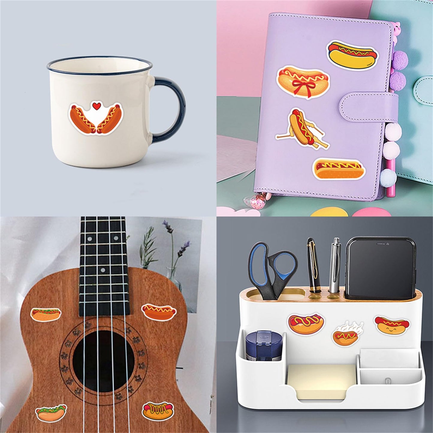 Hopetl 55Pcs Hot Dog Stickers – Waterproof Vinyl Decals for Water Bottles, Laptops & More