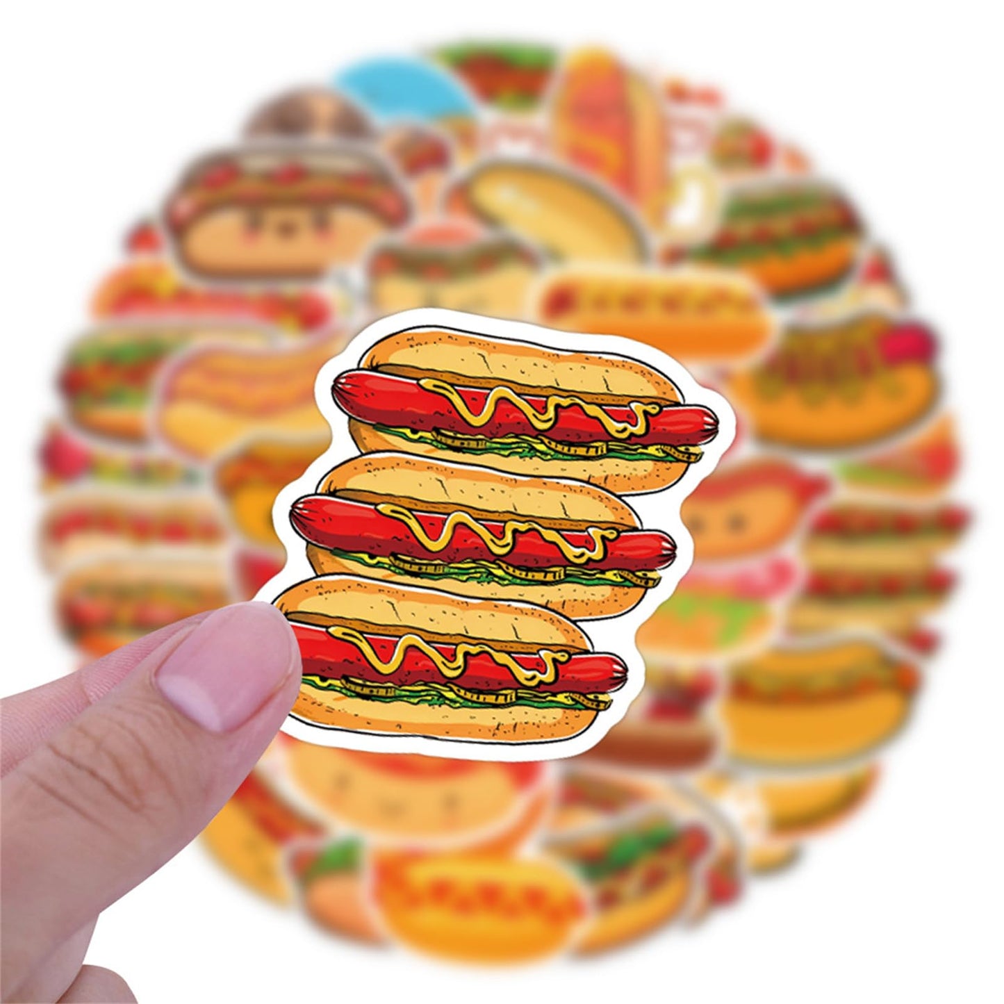 Hopetl 55Pcs Hot Dog Stickers – Waterproof Vinyl Decals for Water Bottles, Laptops & More