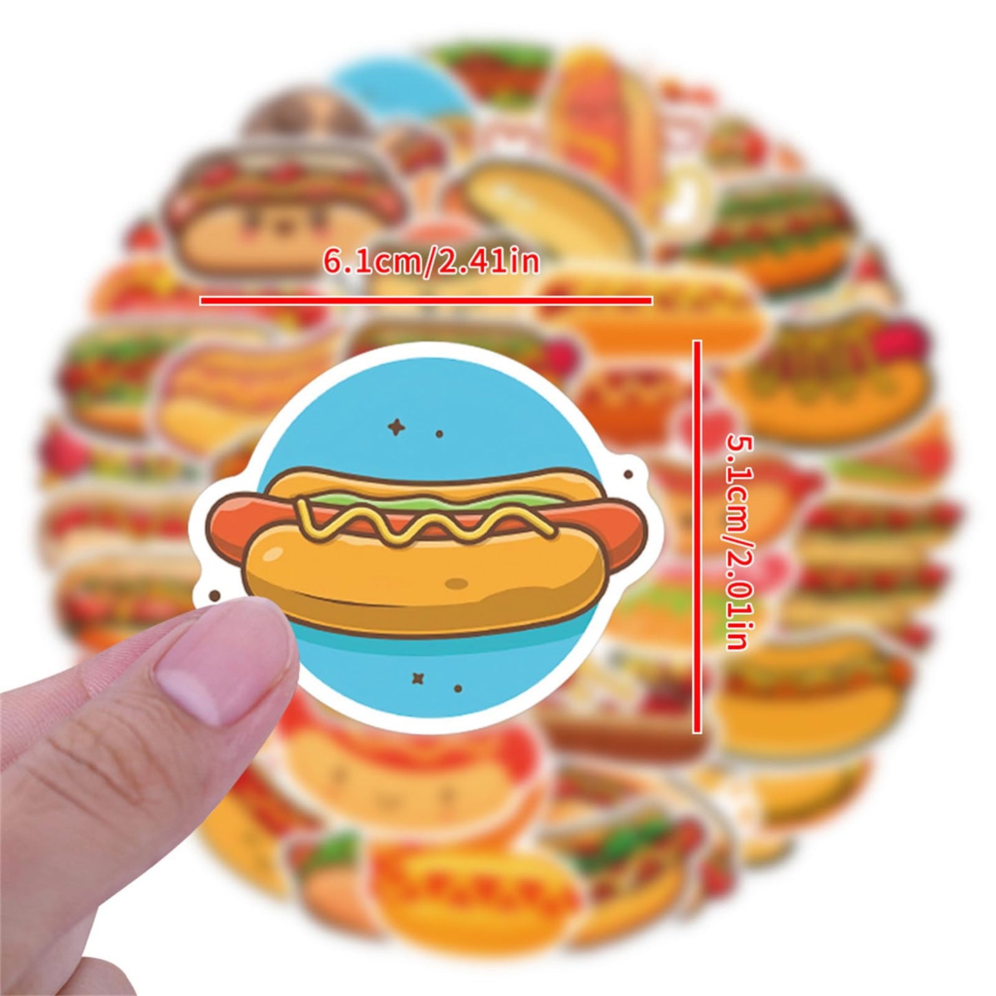 Hopetl 55Pcs Hot Dog Stickers – Waterproof Vinyl Decals for Water Bottles, Laptops & More