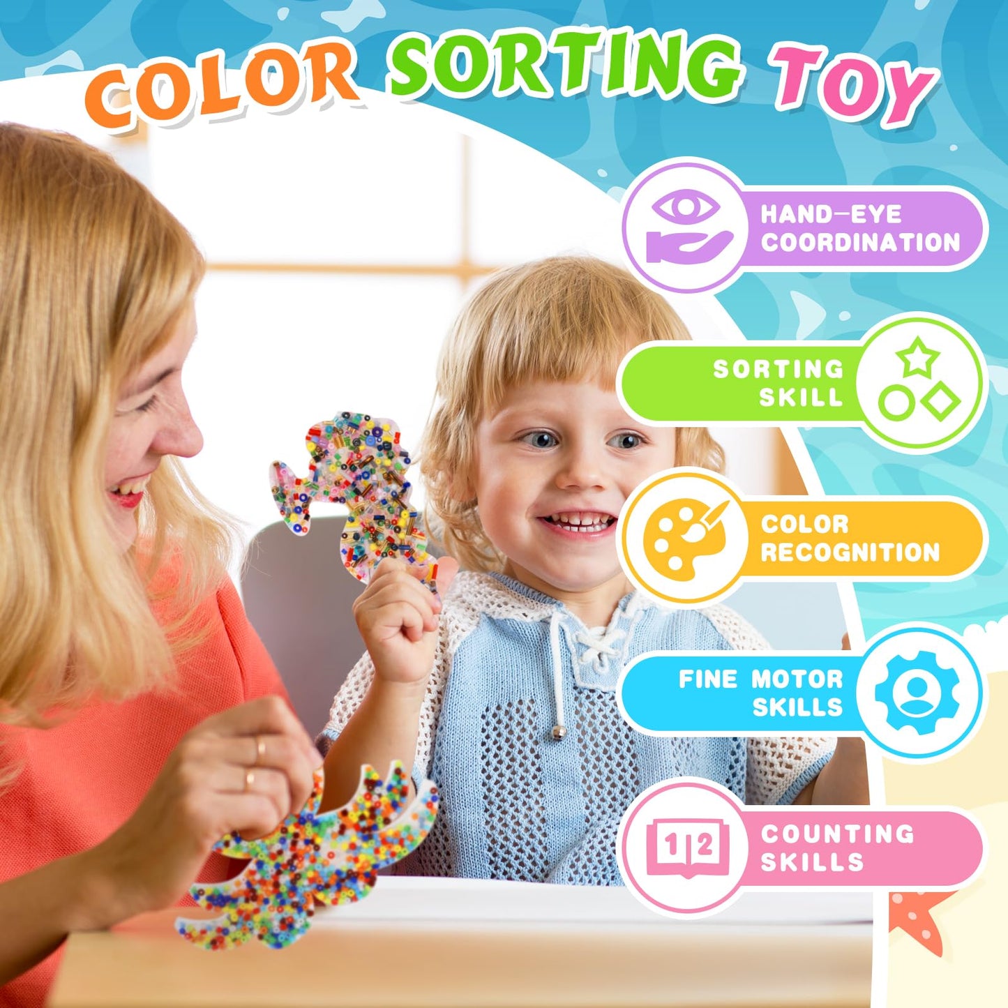 Hopihy Picky Pad – Sea Animals Sensory Fidget Pad for Focus, Calm, and Creative Play