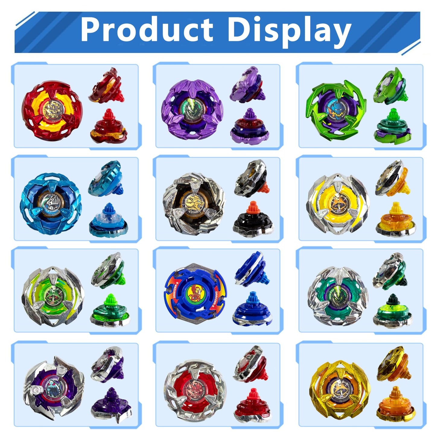 Hopture Battle Spinning Top Set — 12 Tops, Launchers & Accessories