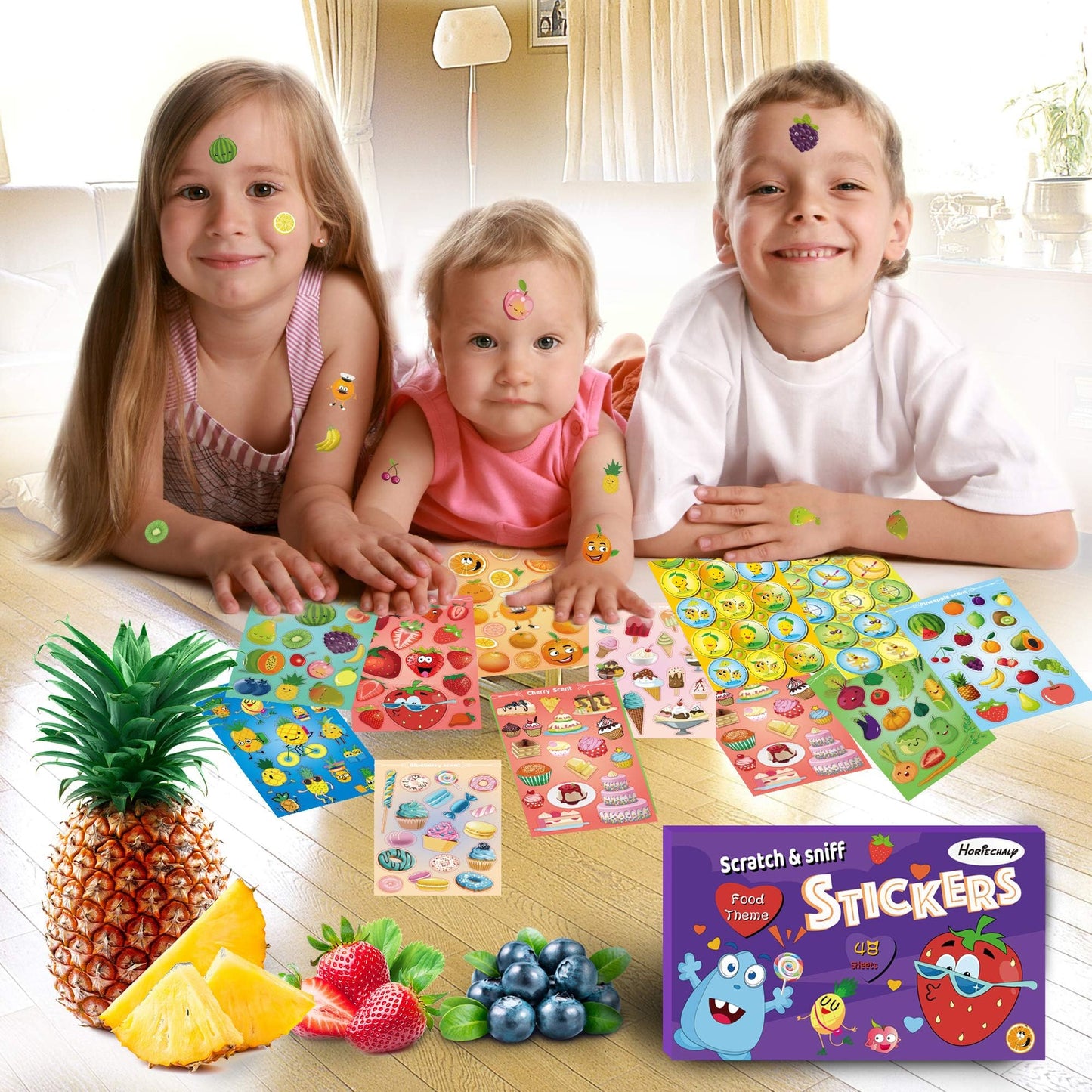 HORIECHALY Smelly Stickers for Kids – 48 Sheets, 12 Scents, Scratch & Sniff Fun for Classrooms