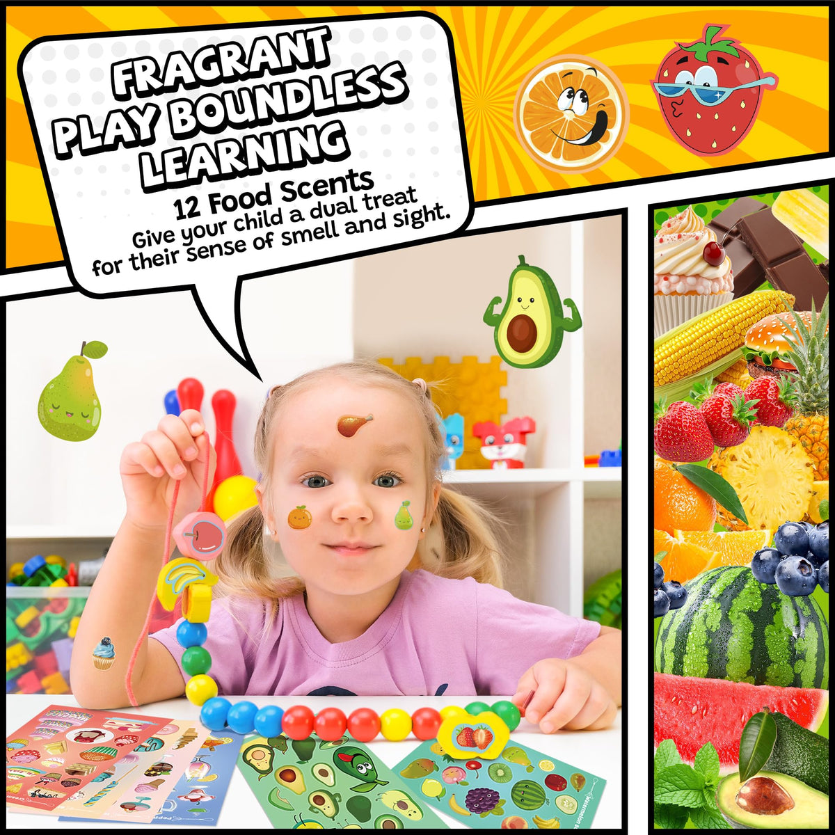 HORIECHALY Smelly Stickers for Kids – 48 Sheets, 12 Scents, Scratch & Sniff Fun for Classrooms