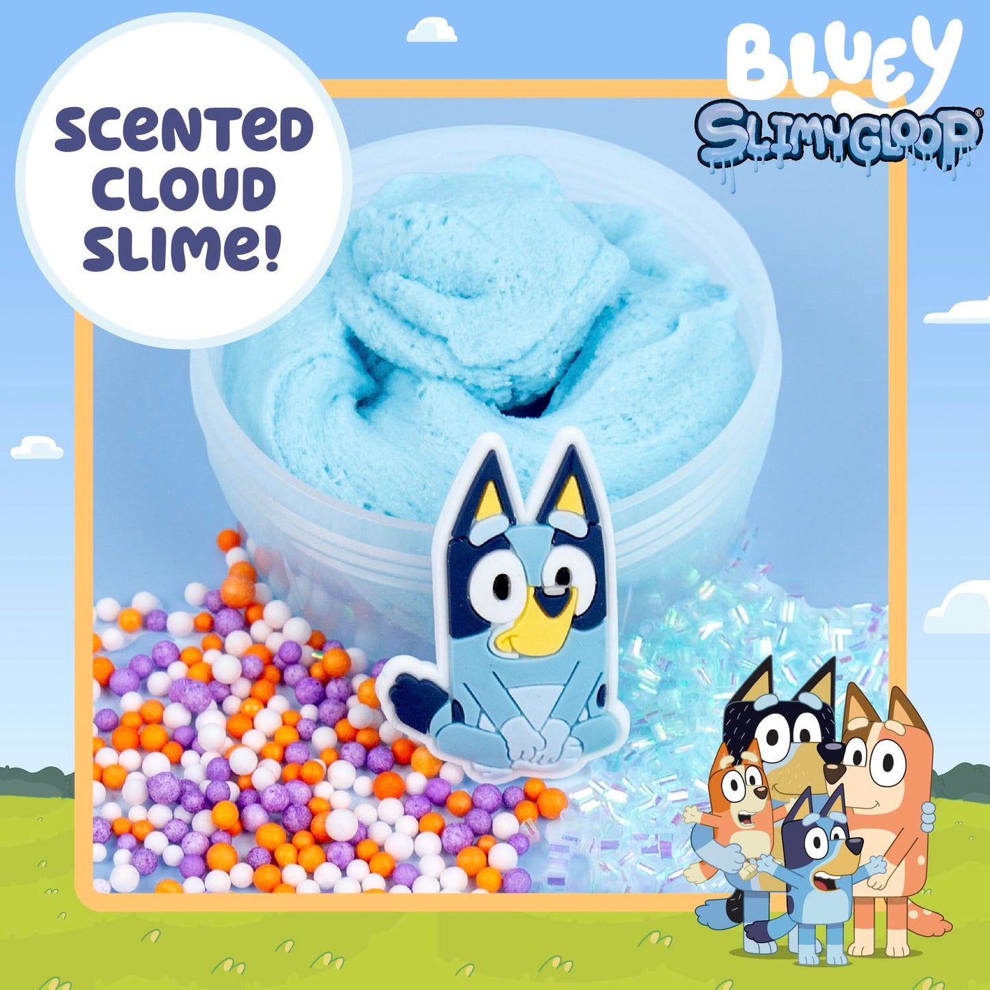 Official Bluey SLIMYGLOOP Mix'Ems: Pre-Made Cloud Slime, Bubblegum Scent | Horizon Group USA