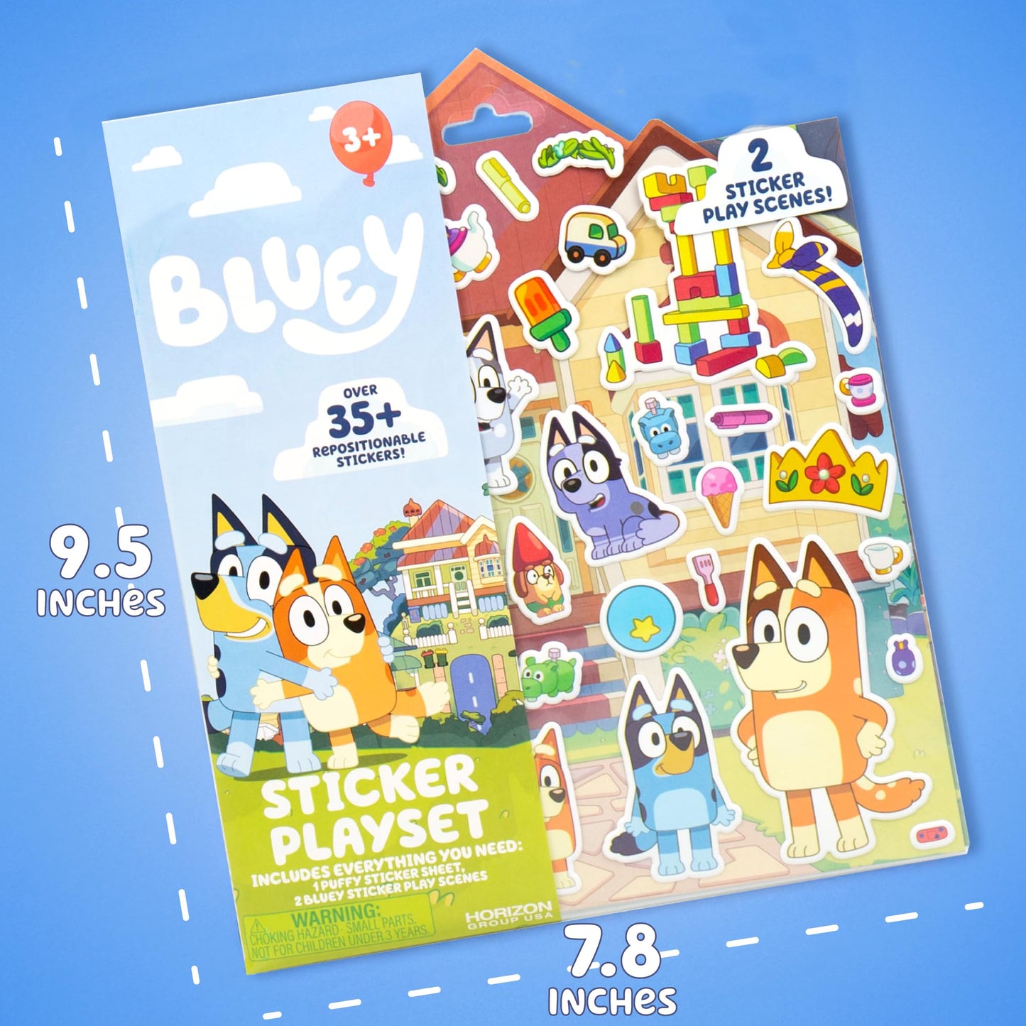 Horizon Group USA Bluey Sticker Playset — 2 Reversible Scenes & 35+ Reusable Puffy Stickers