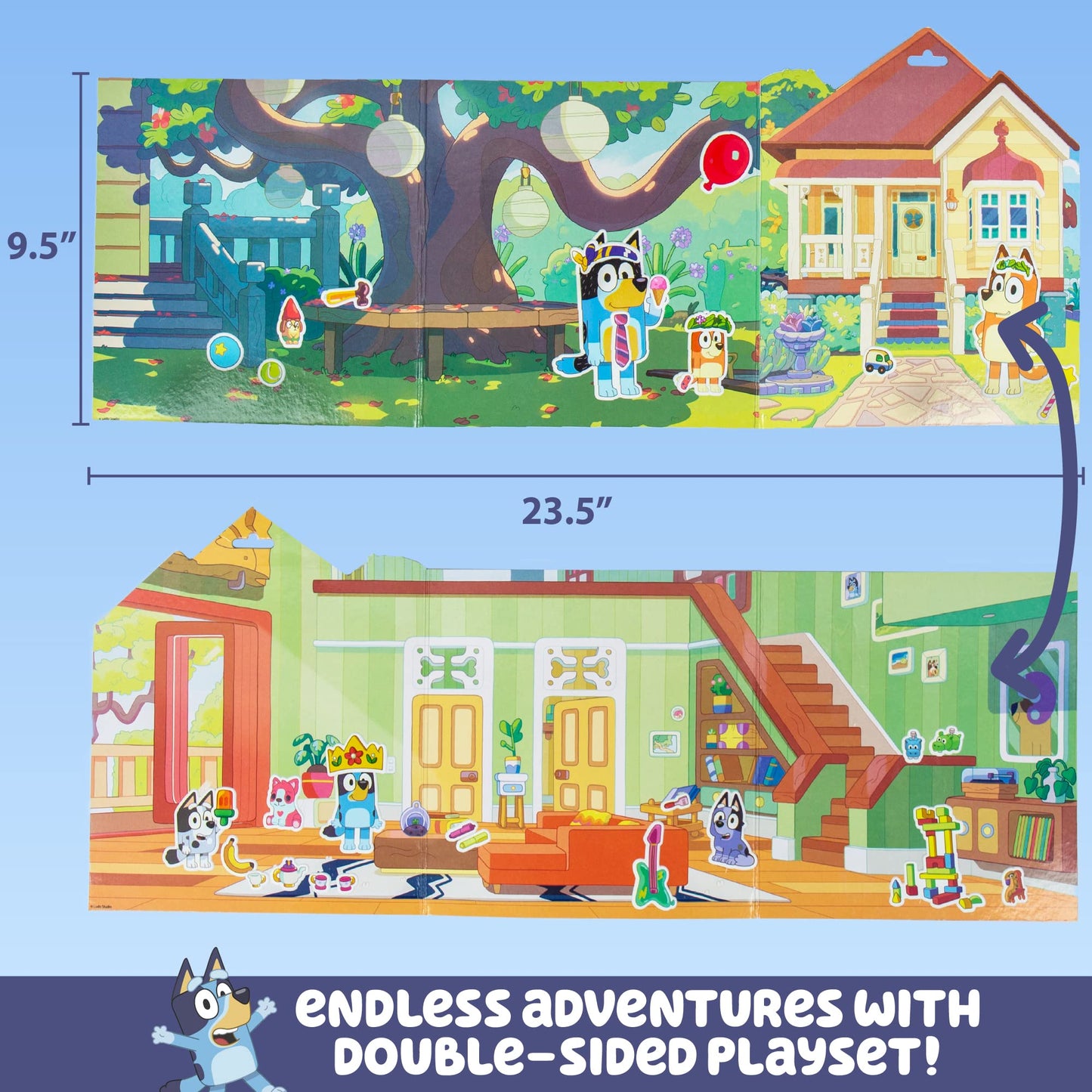 Horizon Group USA Bluey Sticker Playset — 2 Reversible Scenes & 35+ Reusable Puffy Stickers