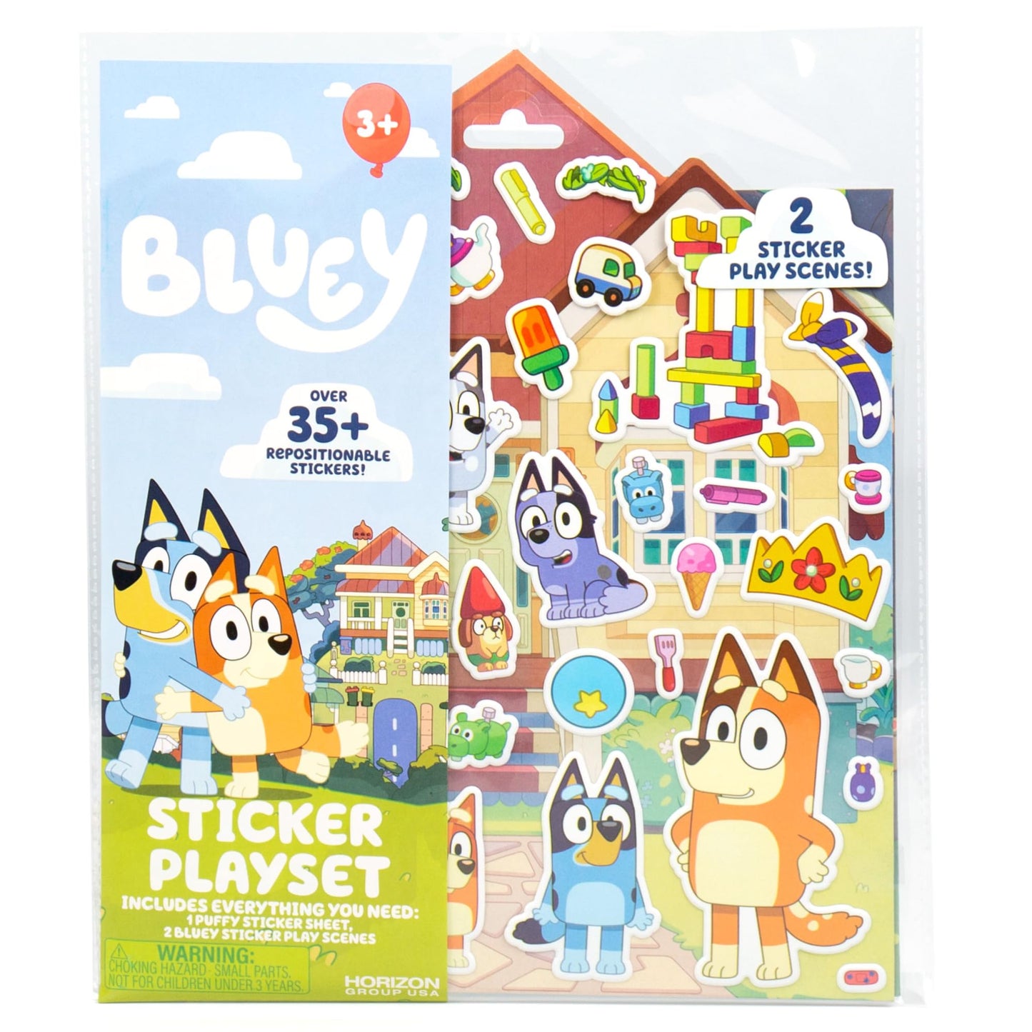 Horizon Group USA Bluey Sticker Playset — 2 Reversible Scenes & 35+ Reusable Puffy Stickers
