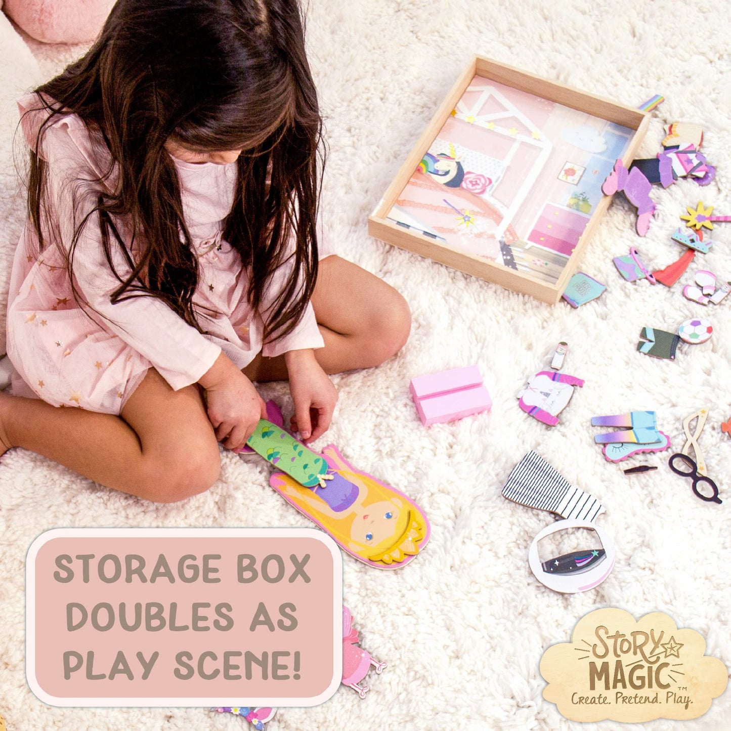 Story Magic Wooden Dress-Up Doll — Horizon Group USA | Double-Sided Magnetic Outfit Set (40+ Pieces)