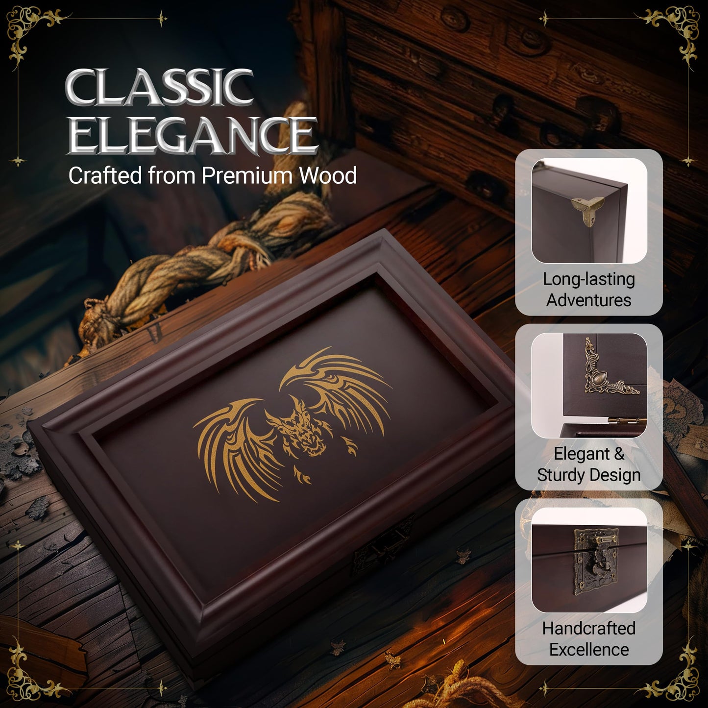 HORNATE DND Dice Tray Starter Set 3-in-1 | D&D Box, Journal & Metal Dice