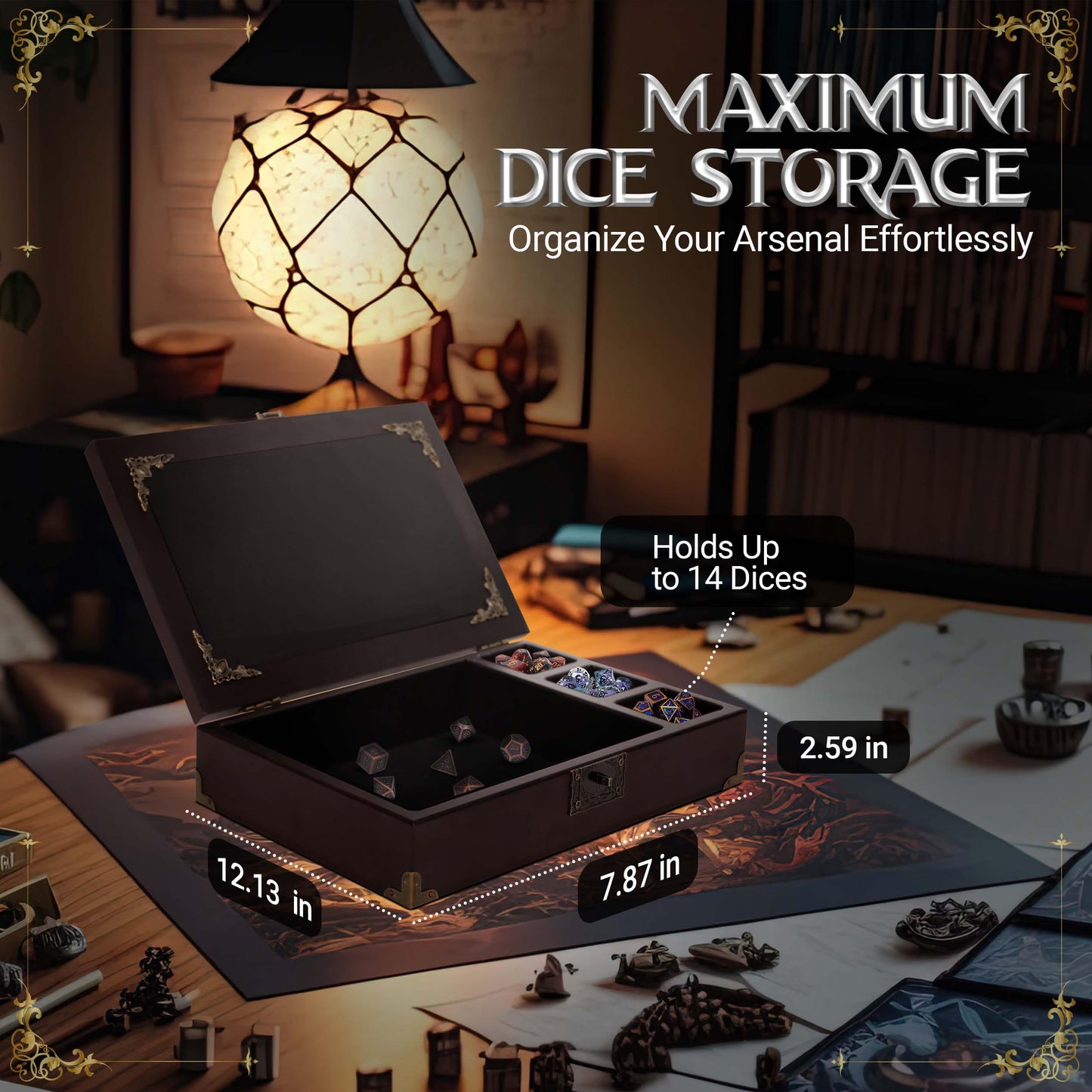 HORNATE DND Dice Tray Starter Set 3-in-1 | D&D Box, Journal & Metal Dice