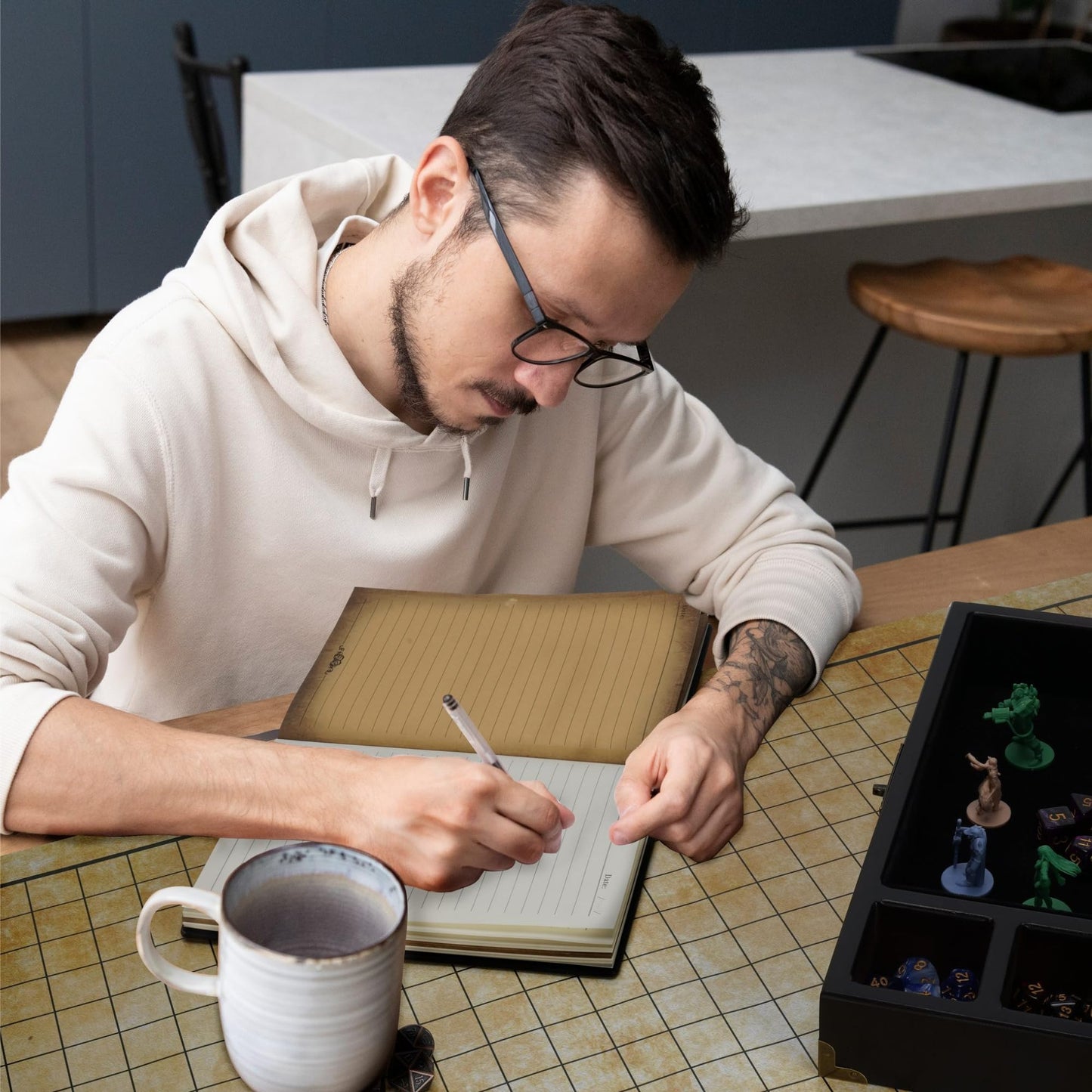 HORNATE DND Dice Tray Starter Set 3-in-1 | D&D Box, Journal & Metal Dice