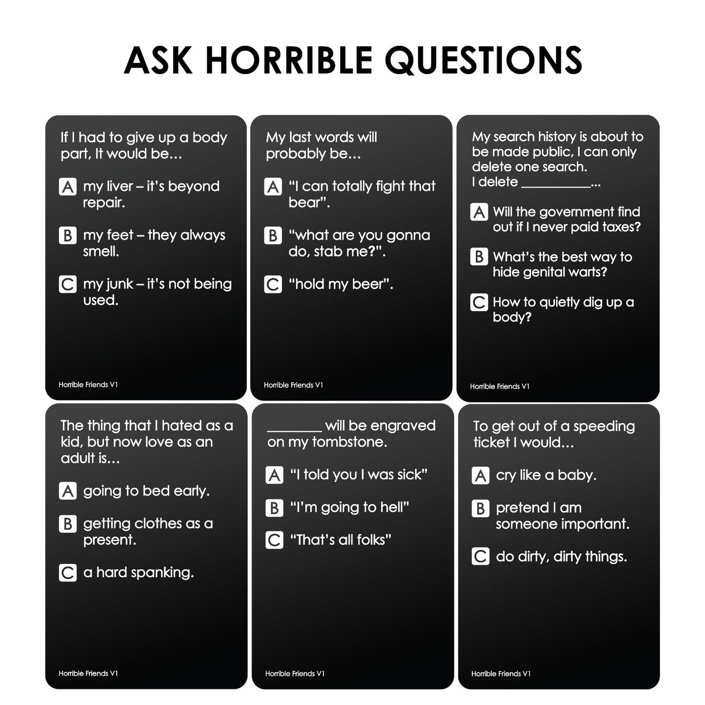 HORRIBLE FRIENDS - A Party Card Game for You and Your Awful Friends