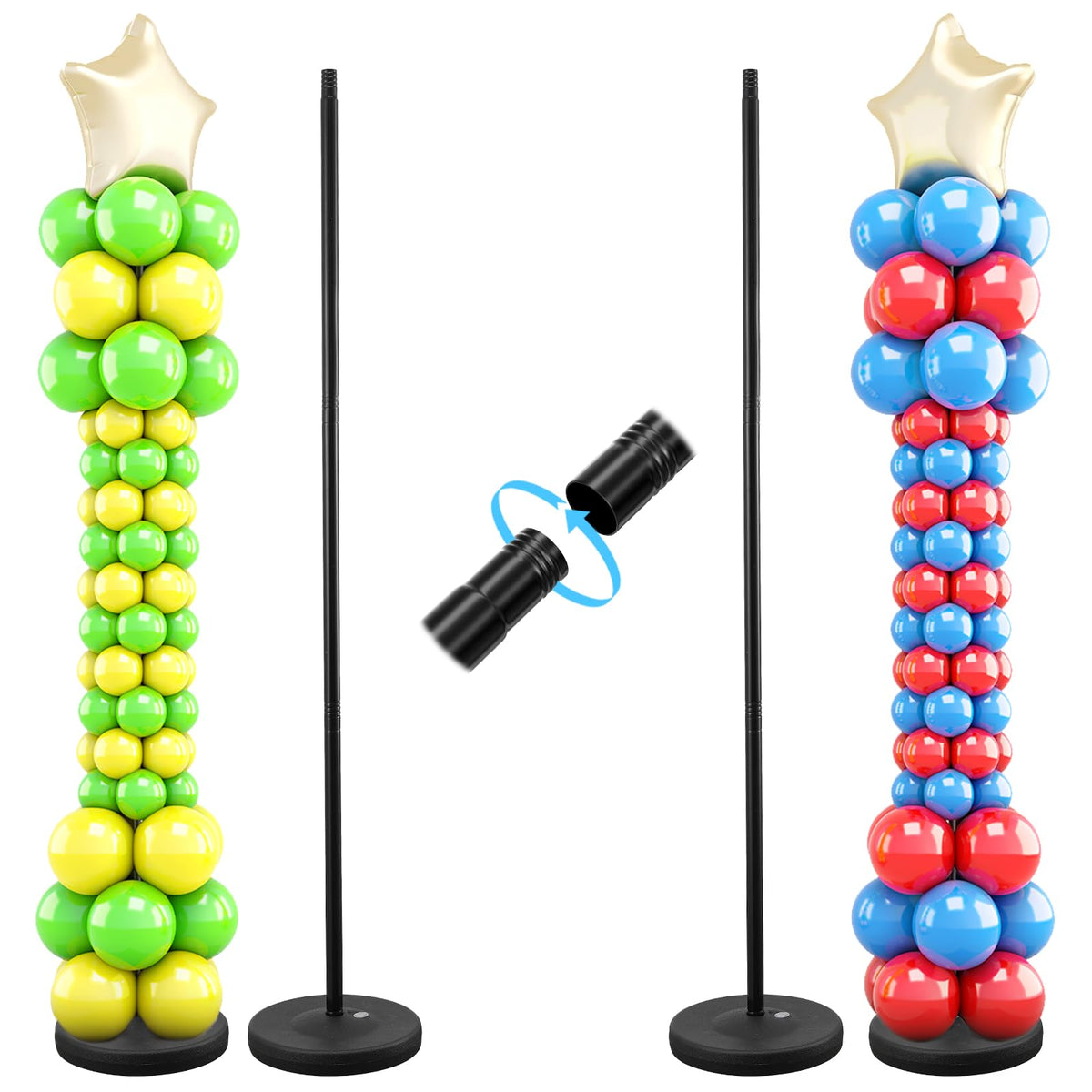 HORSE SECRET Balloon Column Stand Kit – 2-Pack, Adjustable 1.3ft-5ft, Black