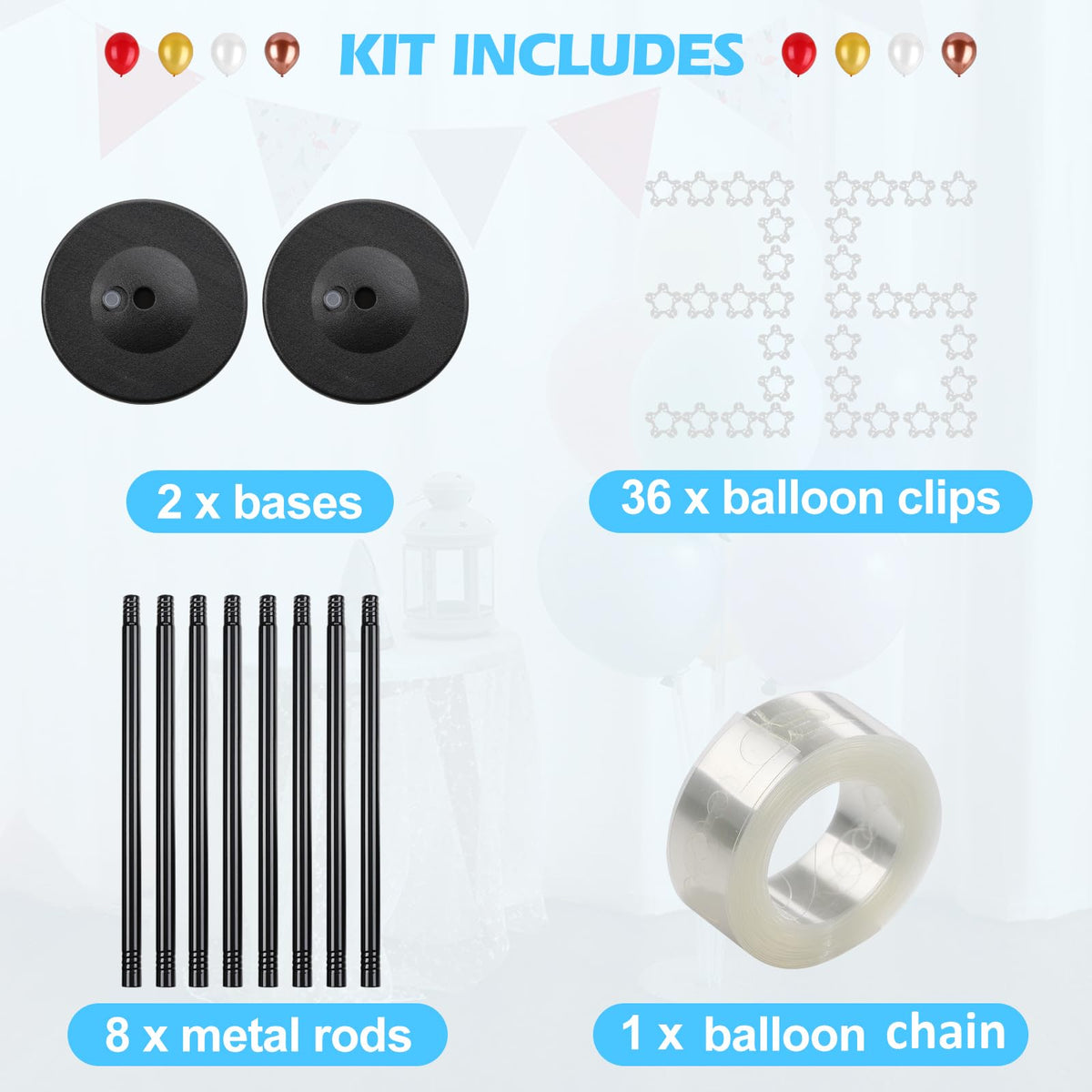 HORSE SECRET Balloon Column Stand Kit – 2-Pack, Adjustable 1.3ft-5ft, Black