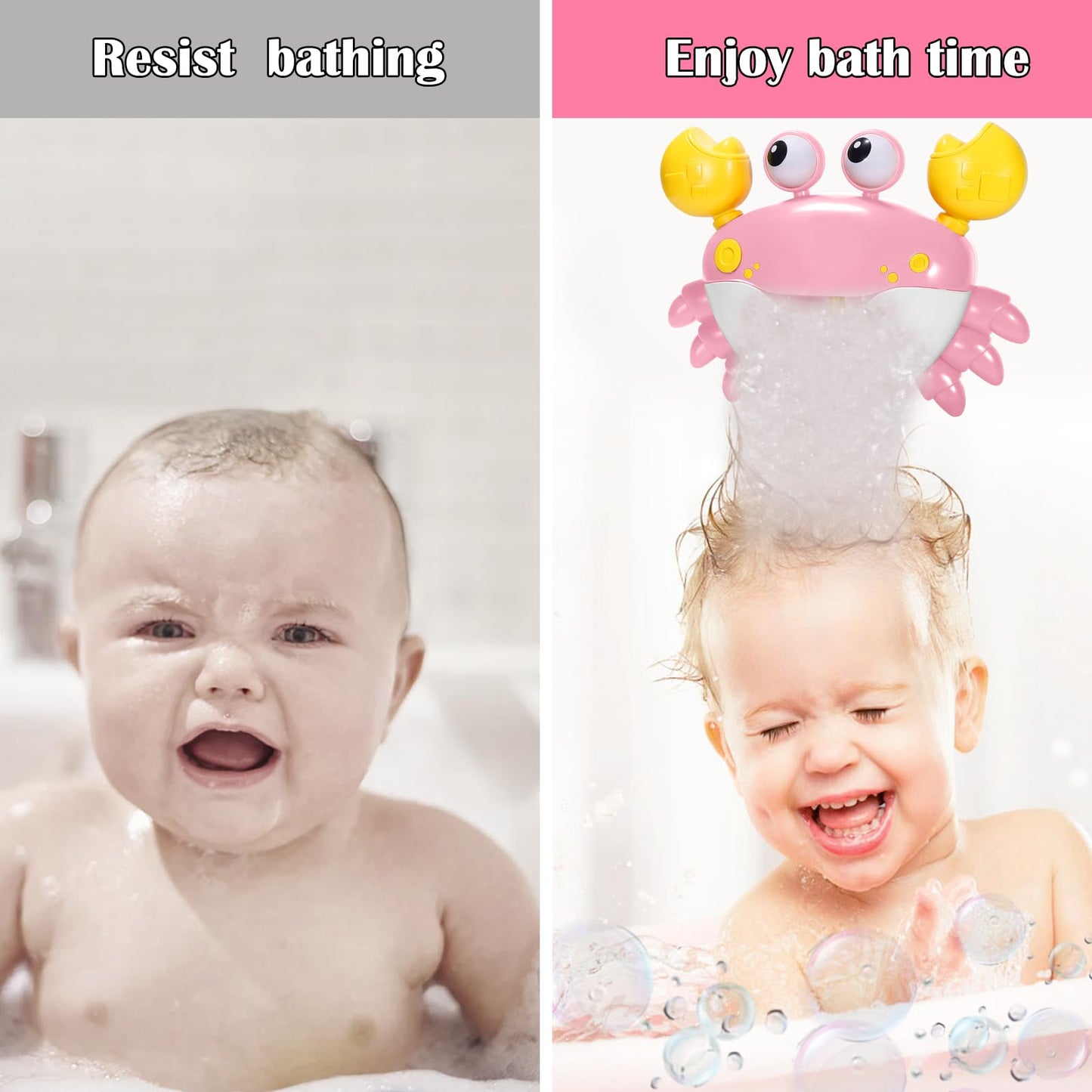 HOSBENI Crab Bubble Bath Maker – Automatic Bubbles & Music Bath Toy with Wall-Mount