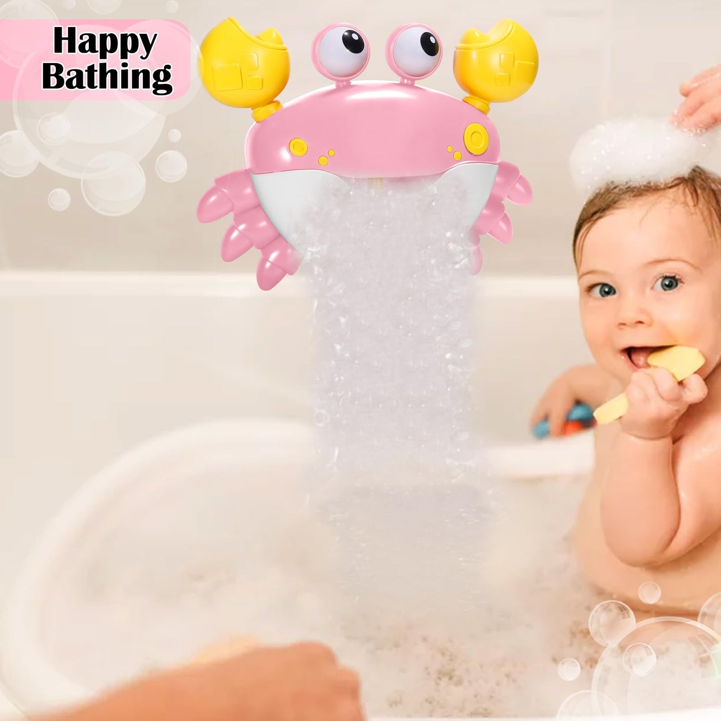 HOSBENI Crab Bubble Bath Maker – Automatic Bubbles & Music Bath Toy with Wall-Mount