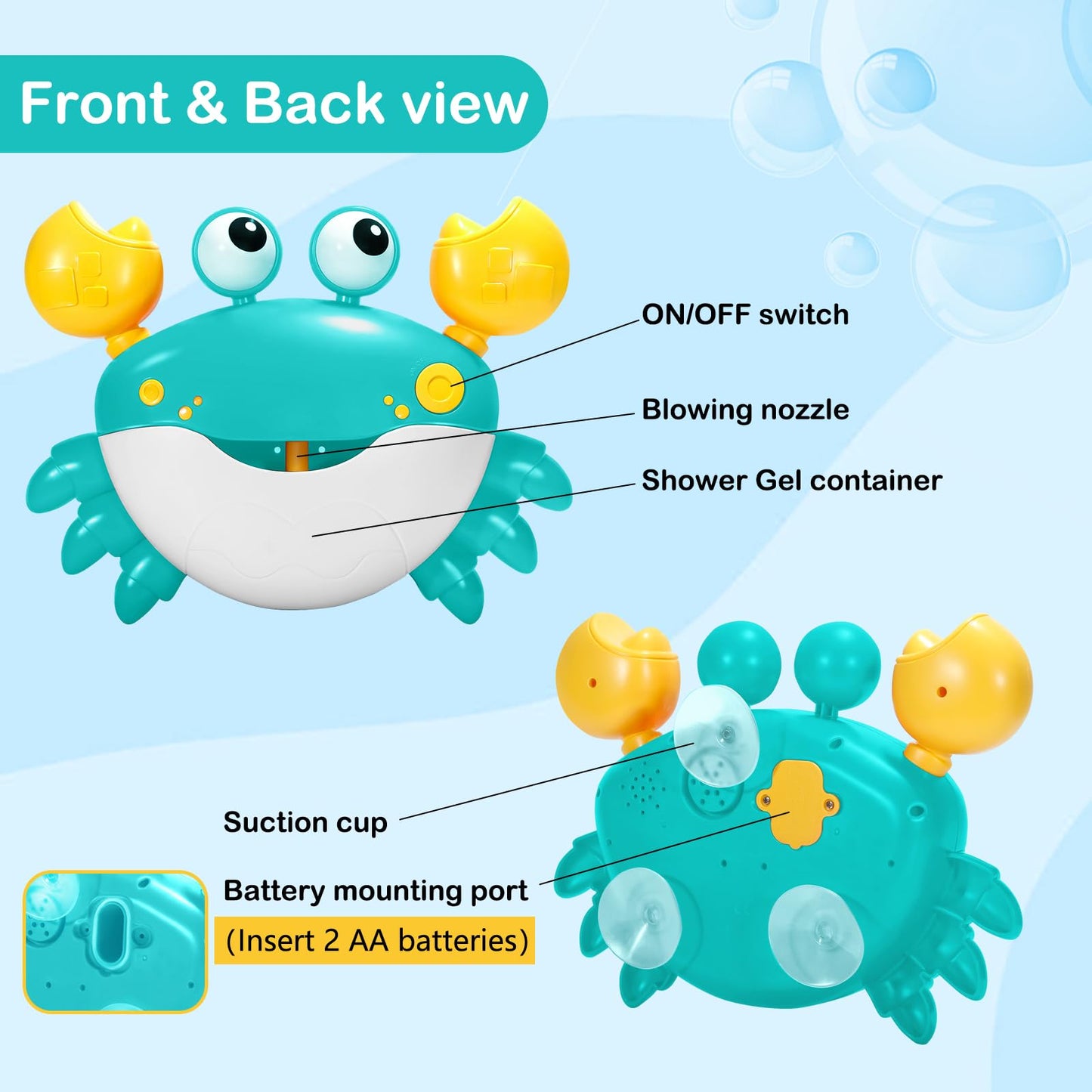 HOSBENI Crab Bubble Bath Toy – Automatic Bubble Maker with Music for Kids