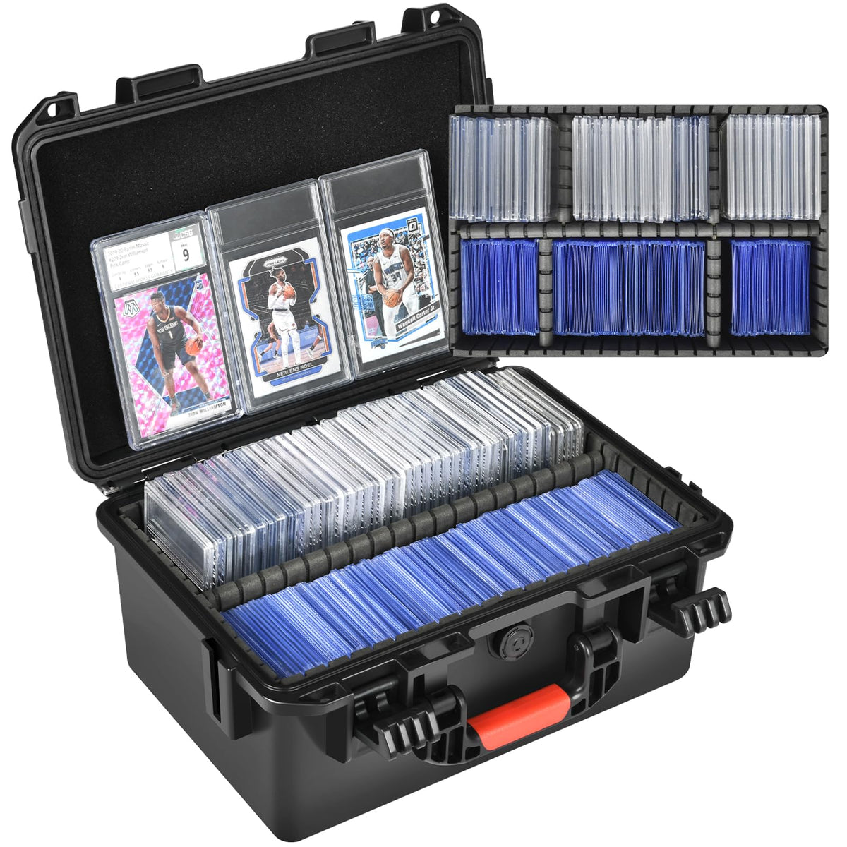 HOSOCASE Sports Card Case Storage Box – 300+ Slabs, IP67 Waterproof, 4 Dividers, PSA Graded Cards Holder