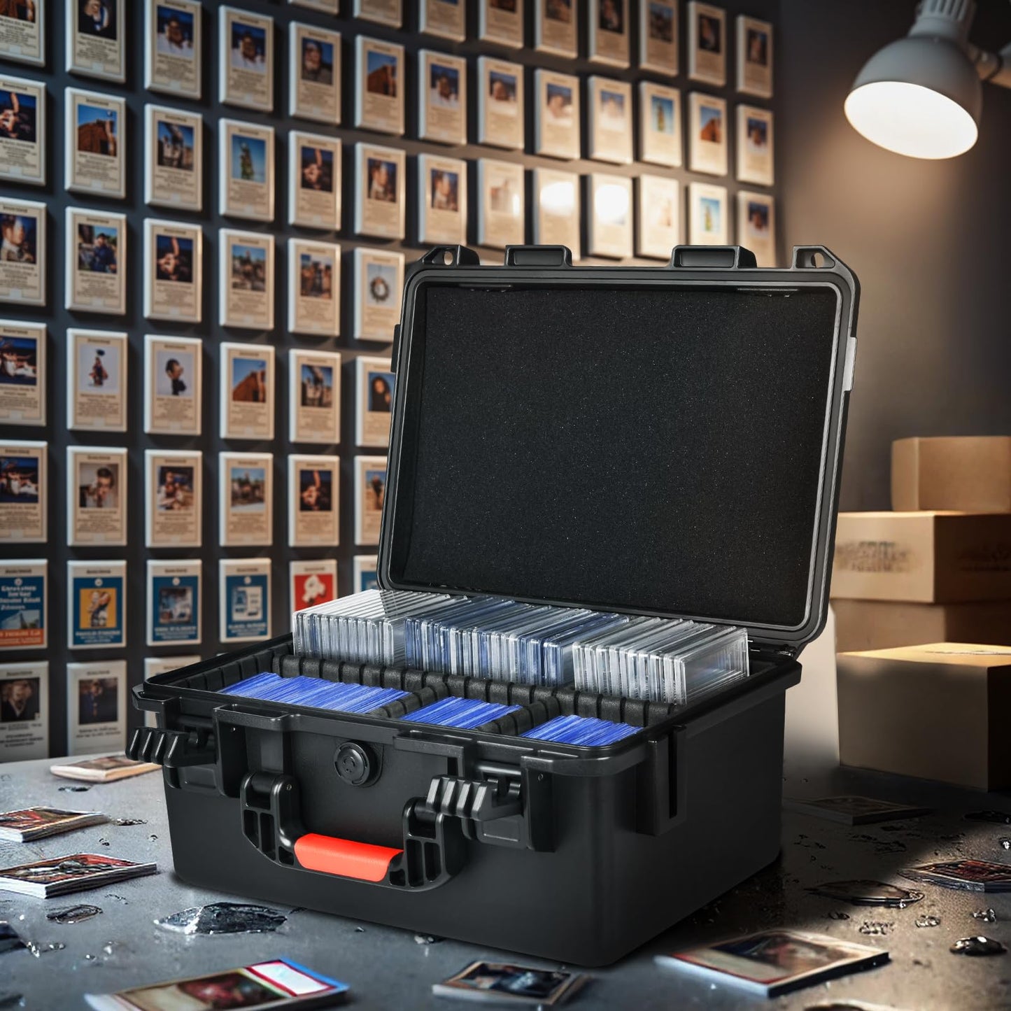 HOSOCASE Sports Card Case Storage Box – 300+ Slabs, IP67 Waterproof, 4 Dividers, PSA Graded Cards Holder