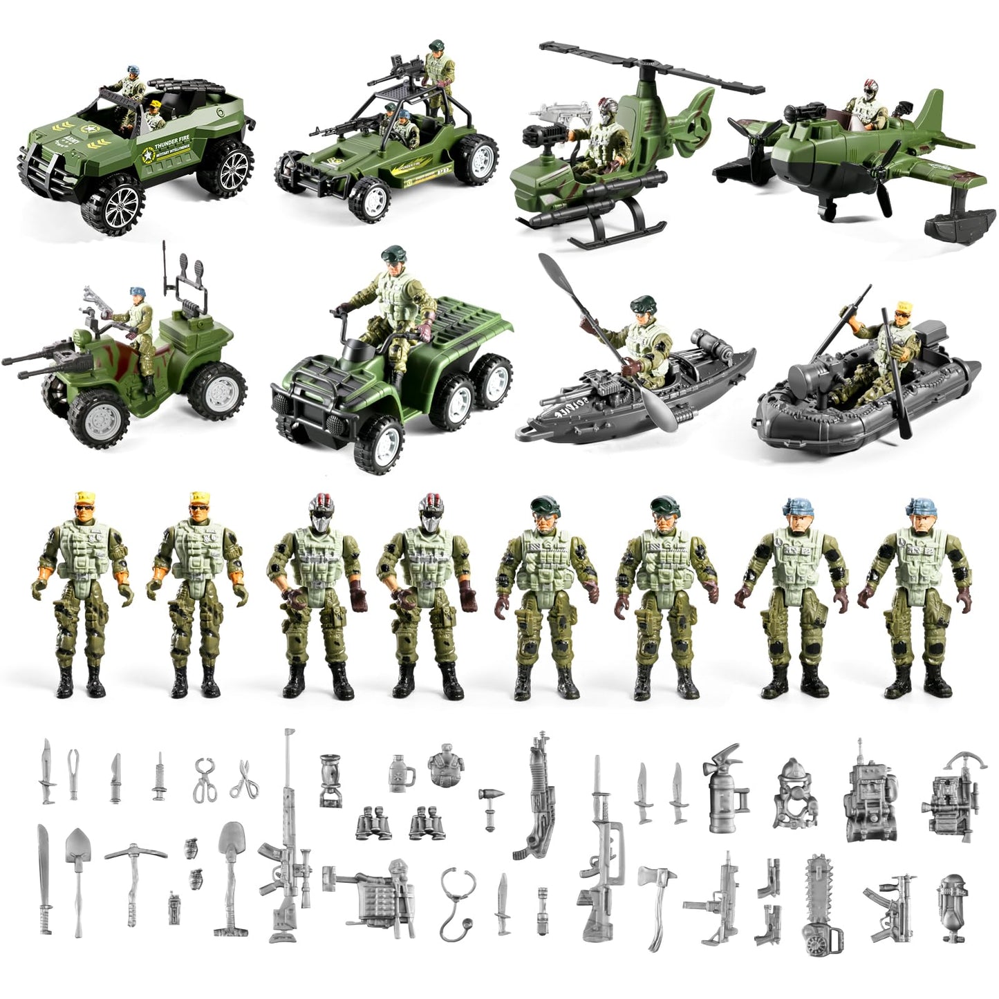 HOSPONY 58-in-1 Army Toys for Boys – Military Vehicles, Action Figures & Gear