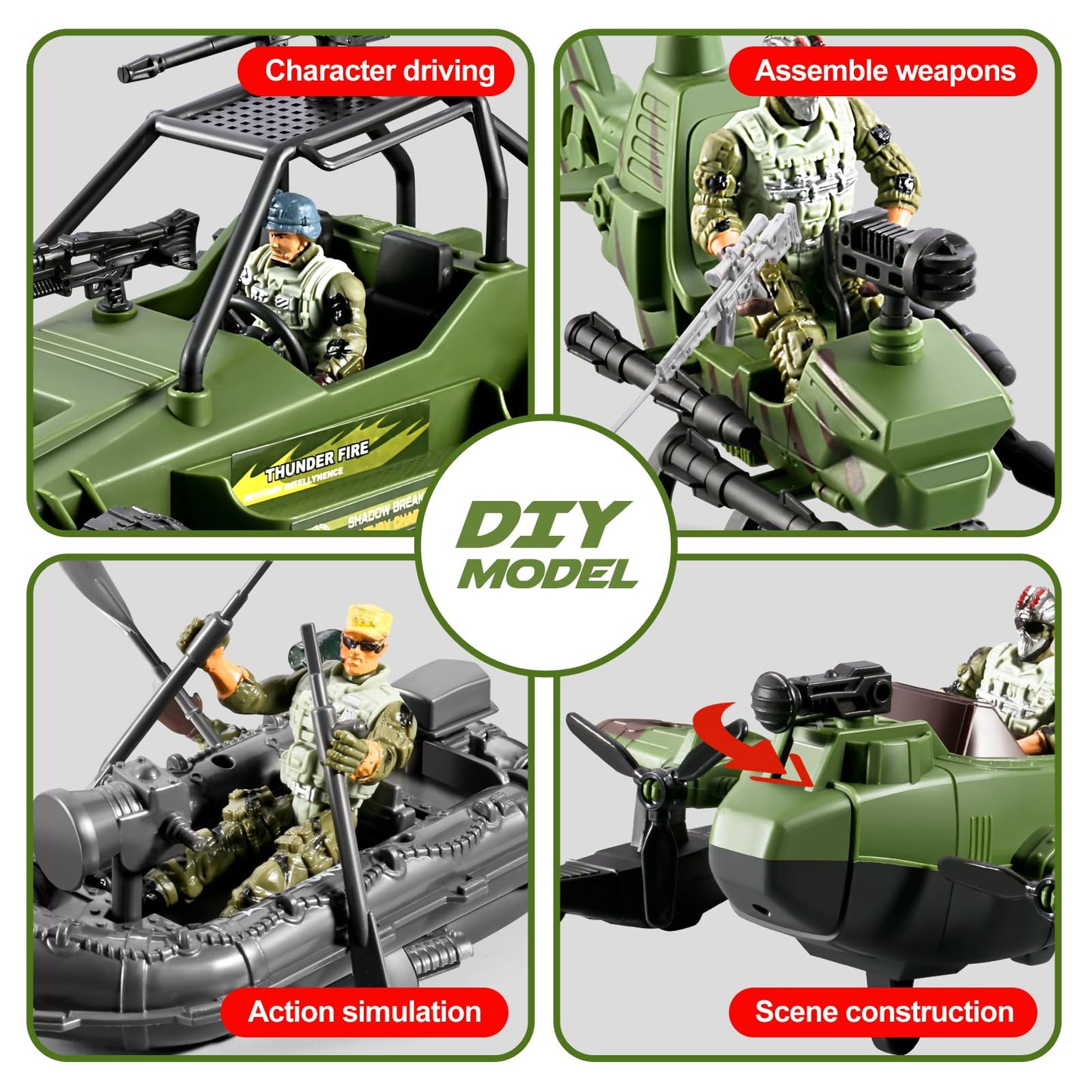 HOSPONY 58-in-1 Army Toys for Boys – Military Vehicles, Action Figures & Gear