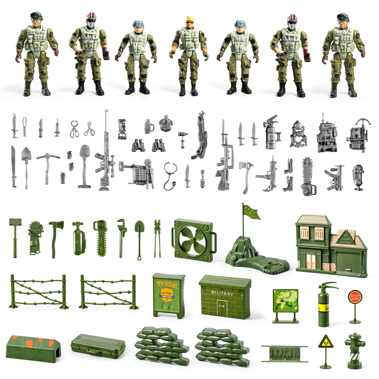 HOSPONY 78-in-1 Army Men Toys Set – Realistic Vehicles & Figures for Imaginative Play