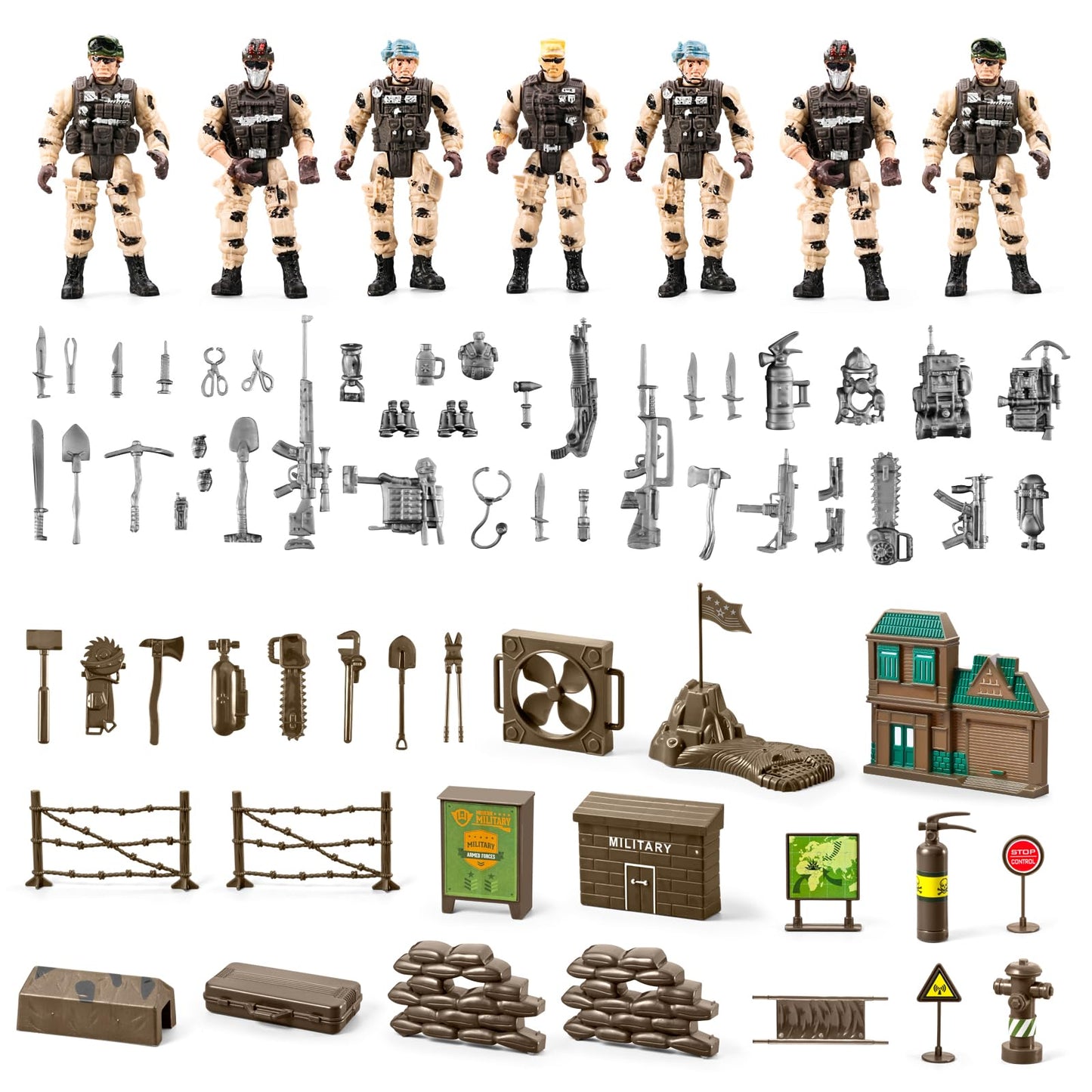 HOSPONY 78-in-1 Army Men Toys Set – Realistic Vehicles & Figures