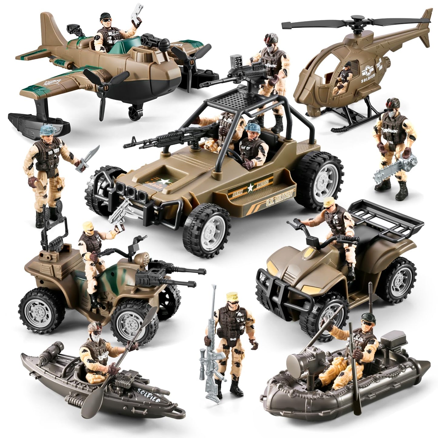 HOSPONY 78-in-1 Army Men Toys Set – Realistic Vehicles & Figures