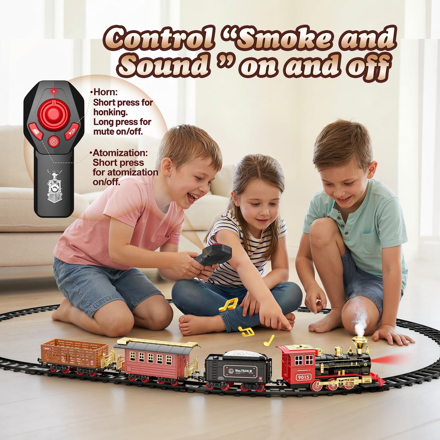Hot Bee Train Set with Remote Control - Lights, Smoke & Sound for Kids