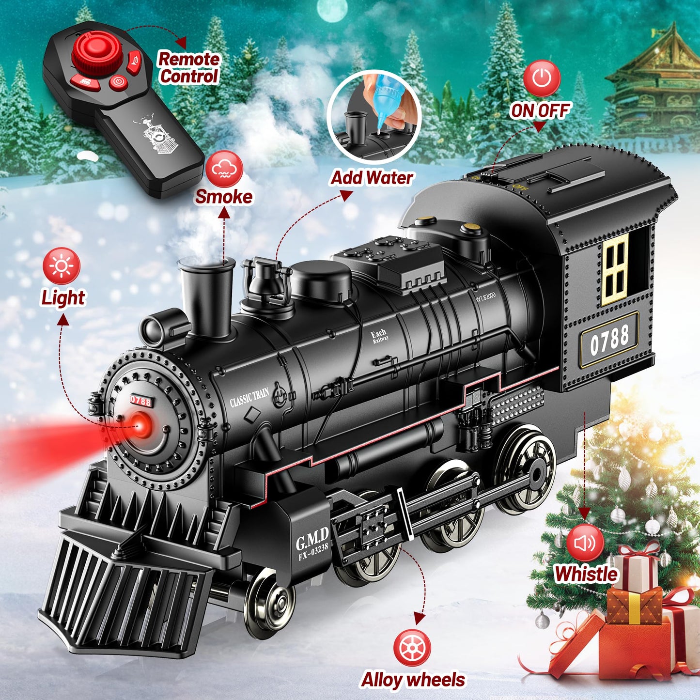 Hot Bee Train Set: Remote-Control Christmas Train with Glow Carriages