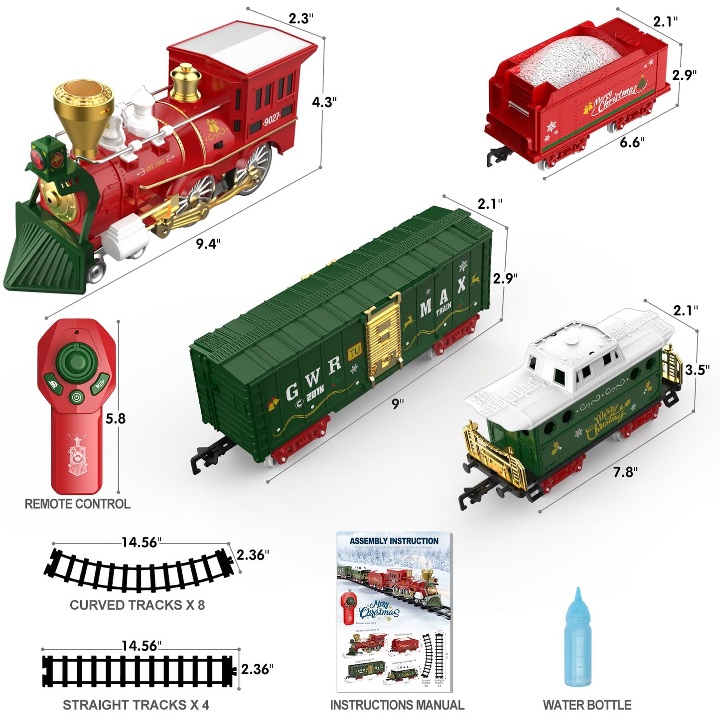 Hot Bee Christmas Train Set with Remote Control – Lights, Smoke & Sound
