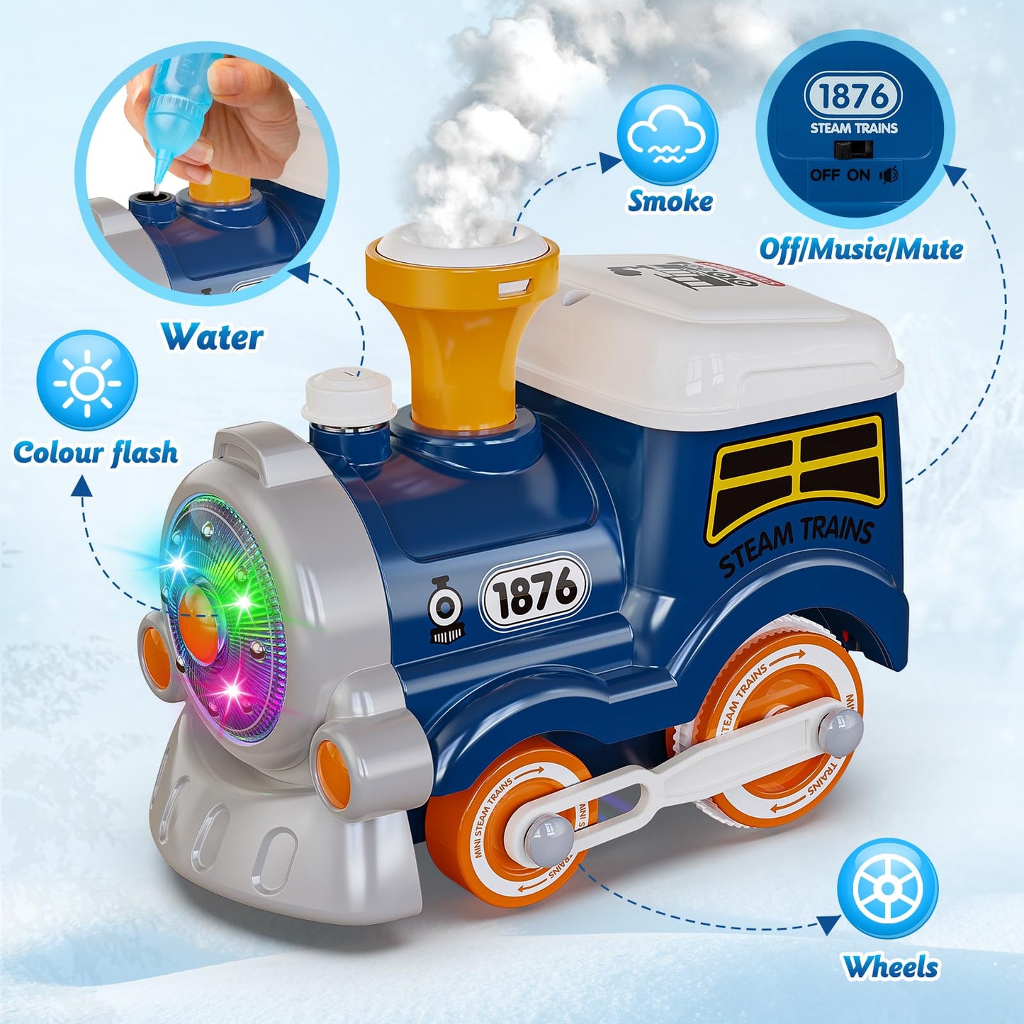 Hot Bee Train Set with Steam, Lights & Sound for Toddlers | Magnetic Connection Train Toys