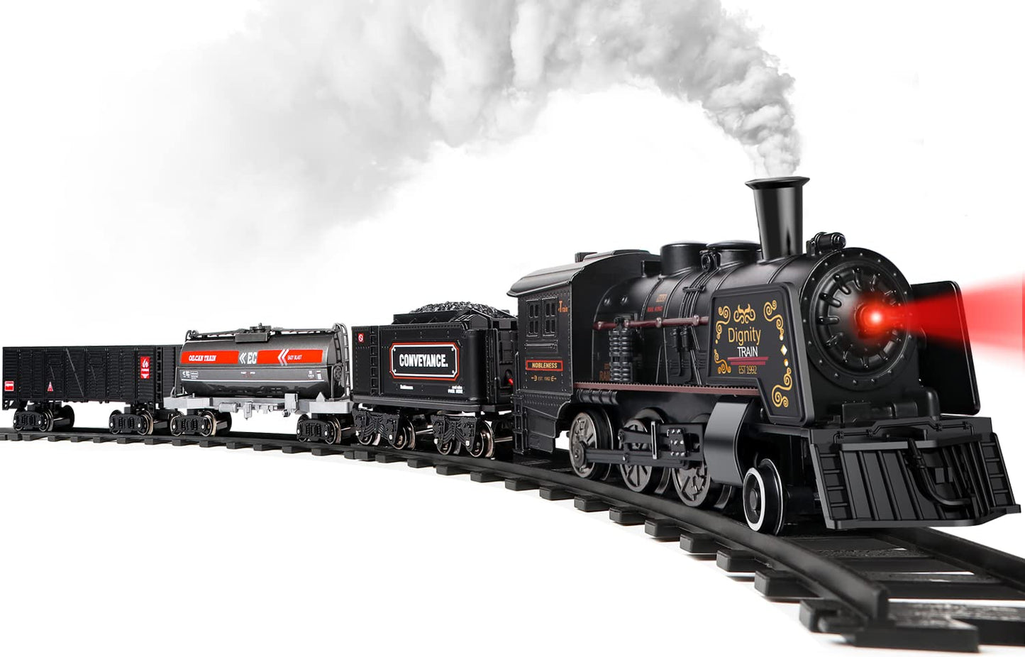 Hot Bee Train Set – Alloy Electric Locomotive, Tracks, Smoke, USB Rechargeable (Ages 3–8+)