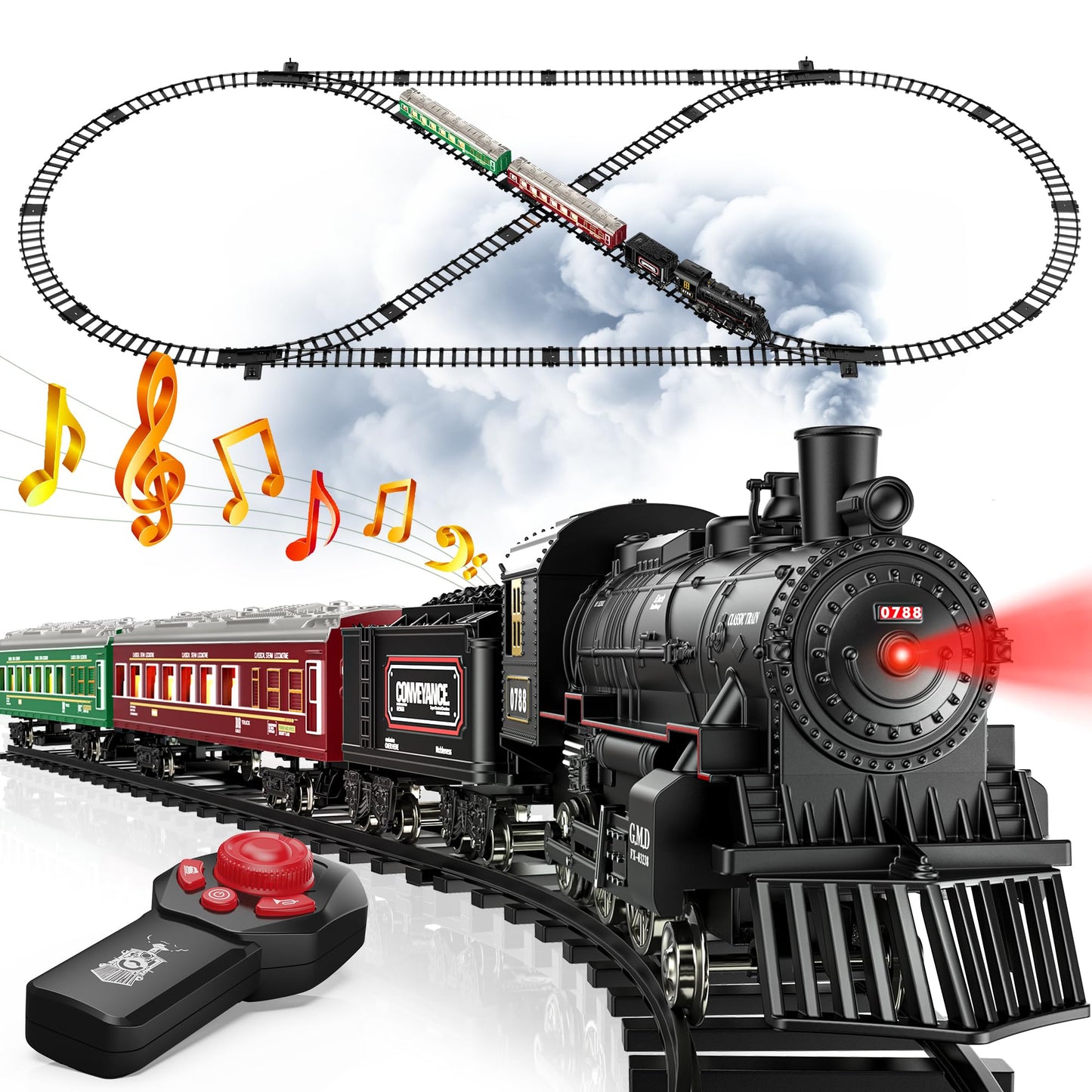 Hot Bee Train Set: Remote-Control Christmas Train with Glow Carriages
