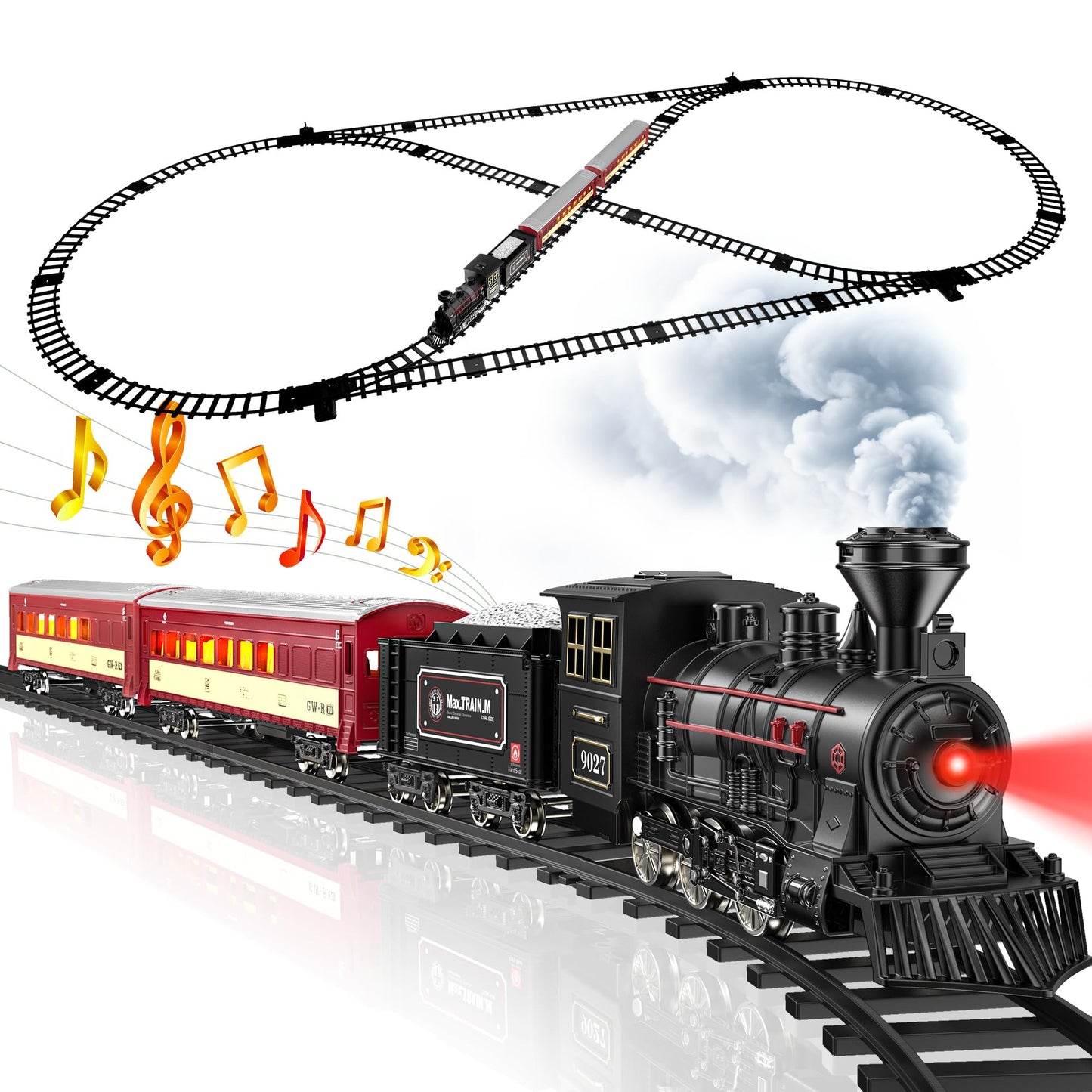 Hot Bee Train Set - Metal Toy Trains with Luxury Tracks, Glowing Passengers | USB Rechargeable Christmas Train
