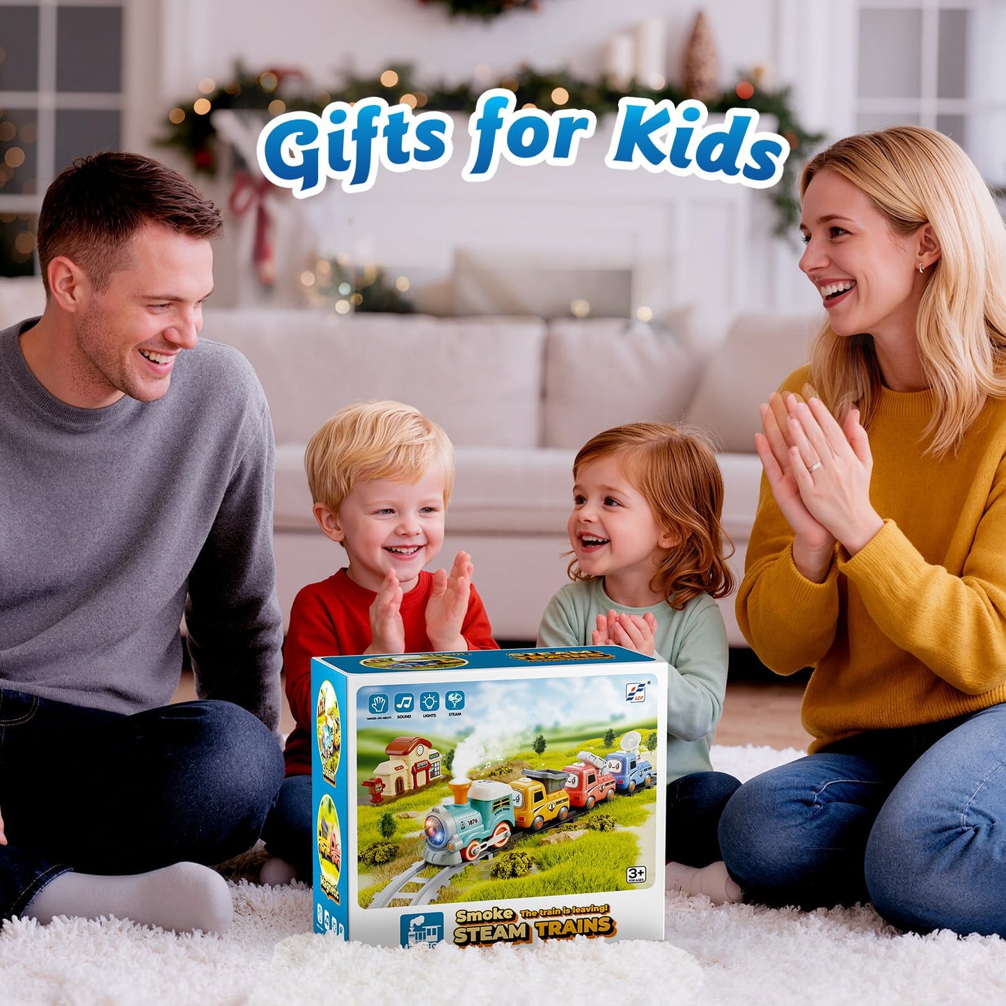 Hot Bee Train Set with Steam, Lights & Sound for Toddlers | Magnetic Connection Train Toys