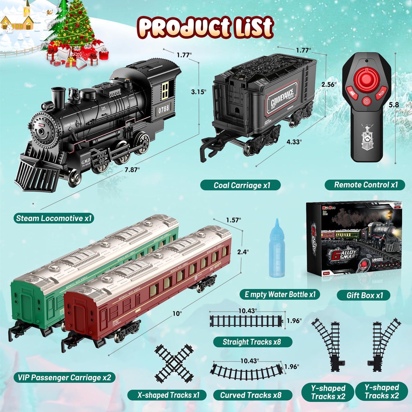 Hot Bee Train Set: Remote-Control Christmas Train with Glow Carriages