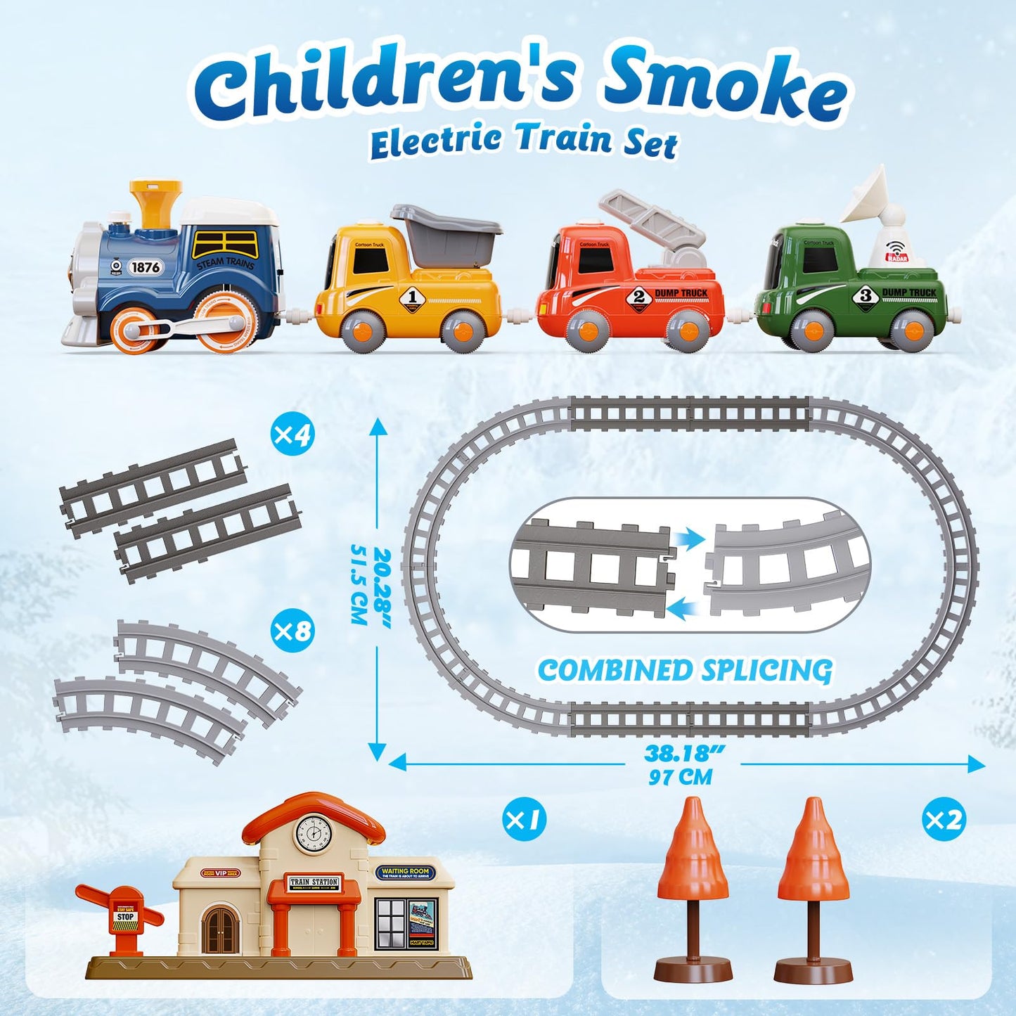 Hot Bee Train Set with Steam, Lights & Sound for Toddlers | Magnetic Connection Train Toys