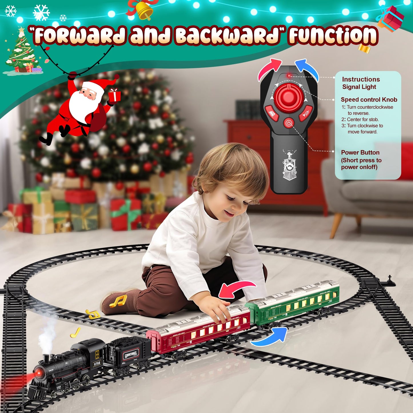 Hot Bee Train Set: Remote-Control Christmas Train with Glow Carriages