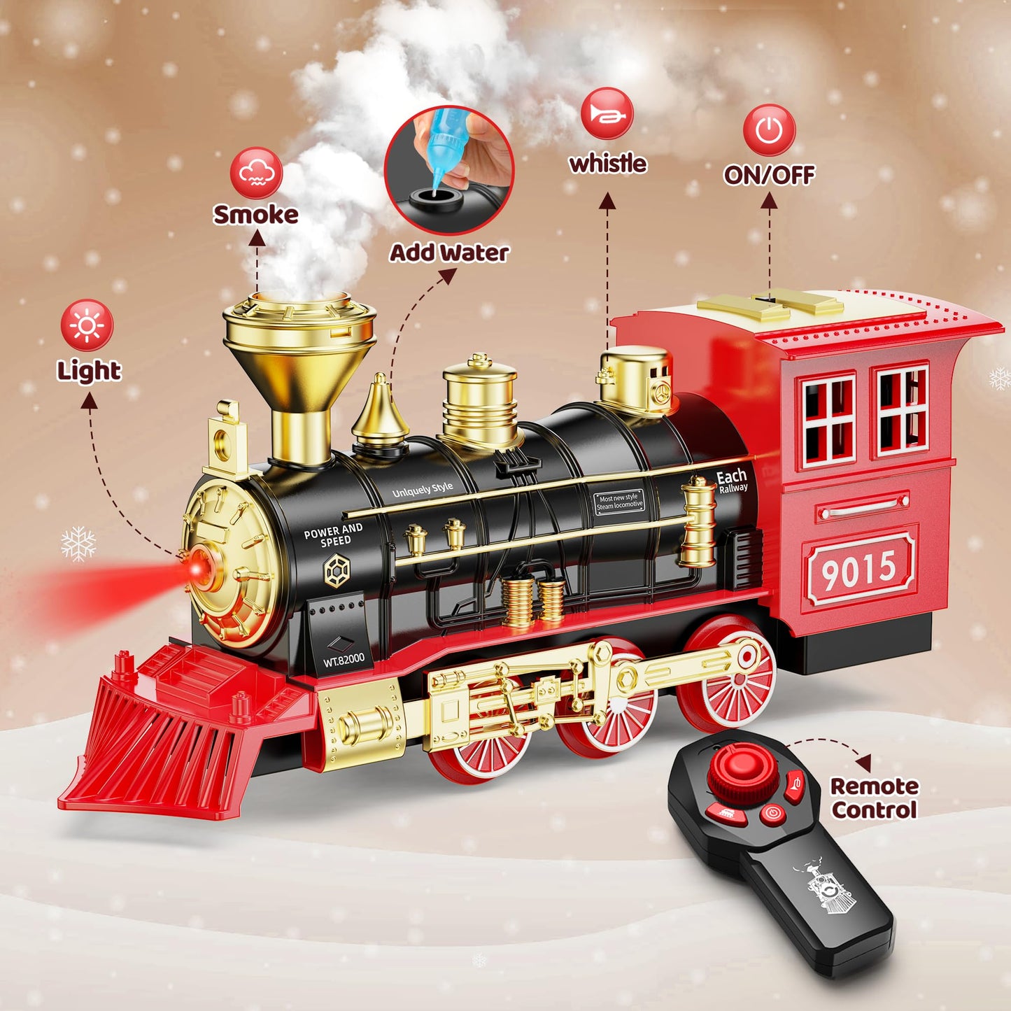Hot Bee Train Set with Remote Control - Lights, Smoke & Sound for Kids