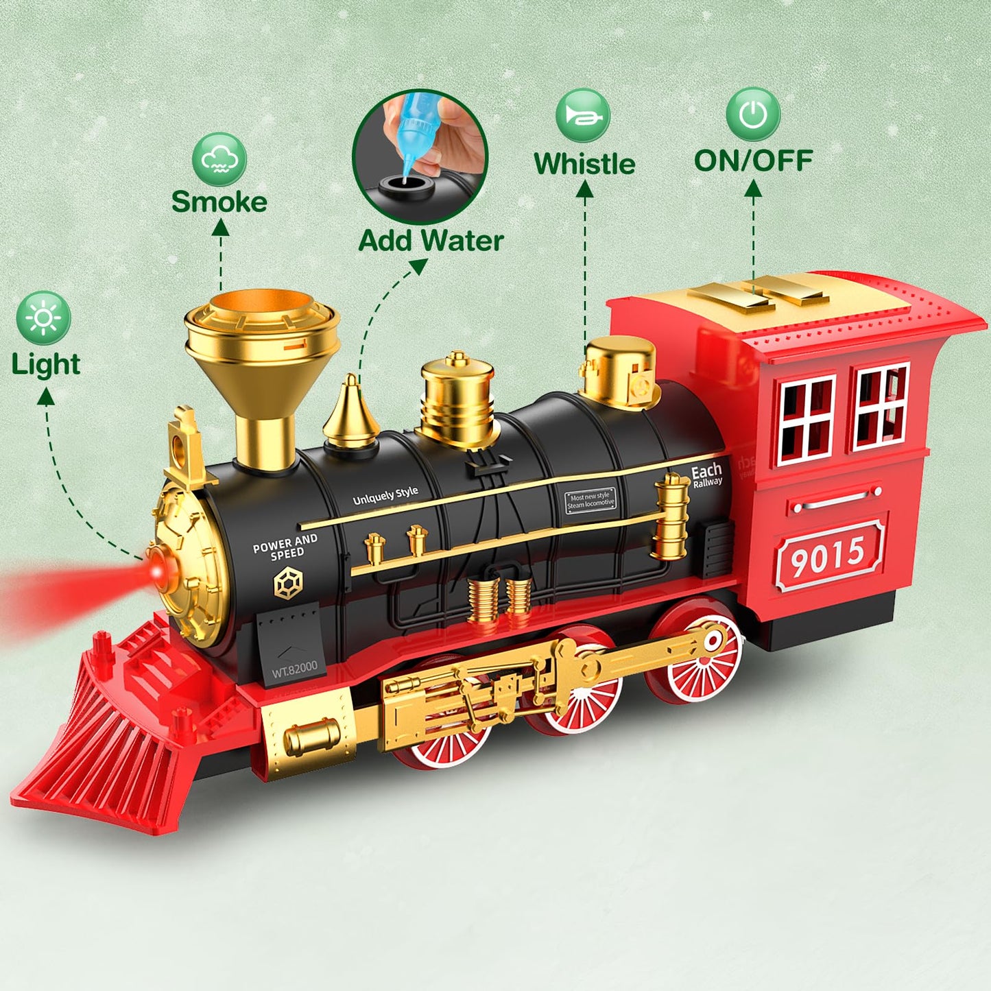 Hot Bee Train Set with Lights, Smoke & Sound — Fun Toddler Train Toys for 3–8+ Years | Christmas Tree Gift