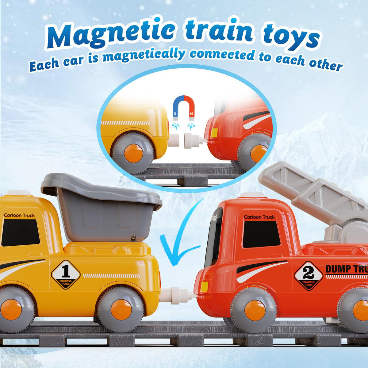 Hot Bee Train Set with Steam, Lights & Sound for Toddlers | Magnetic Connection Train Toys