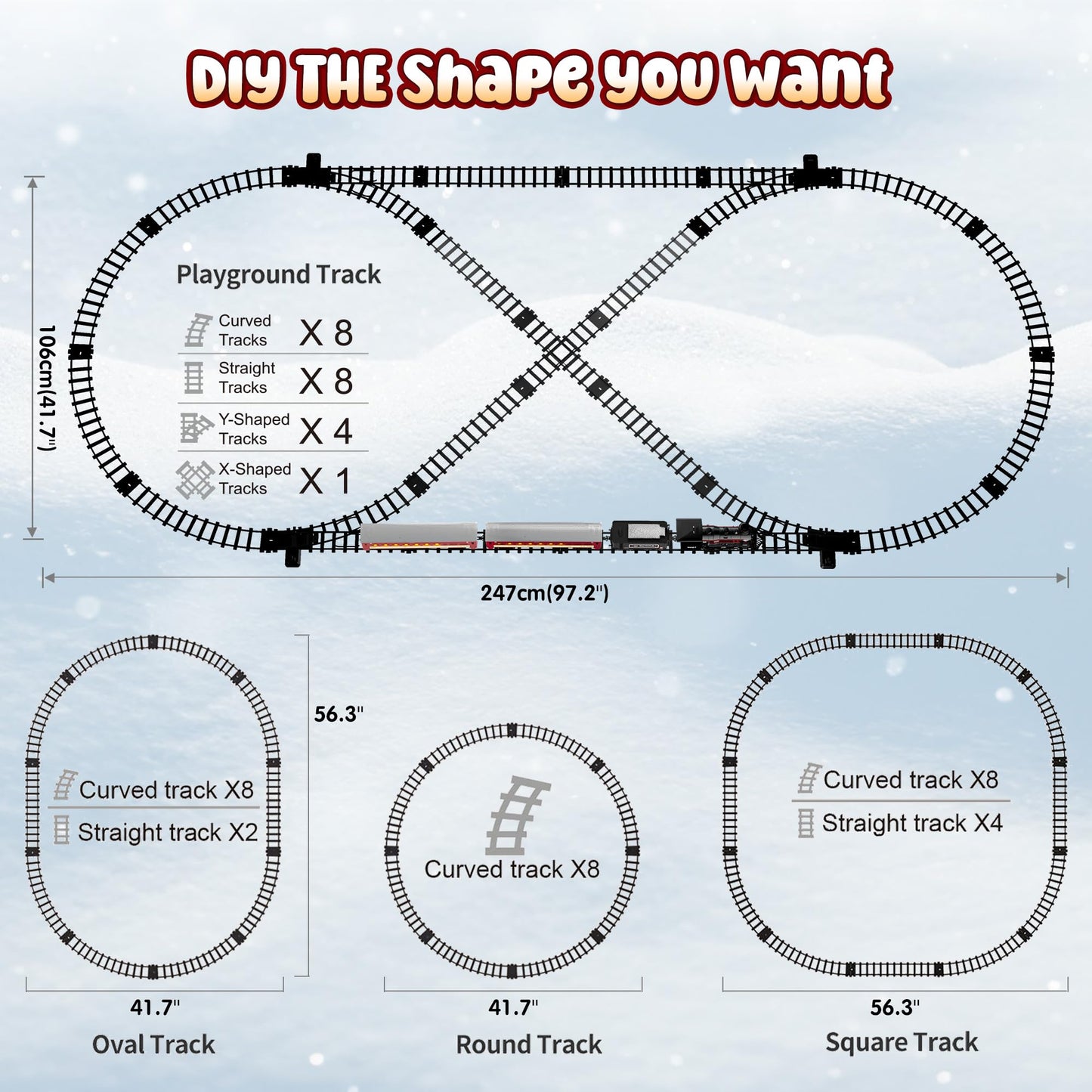 Hot Bee Train Set - Metal Toy Trains with Luxury Tracks, Glowing Passengers | USB Rechargeable Christmas Train