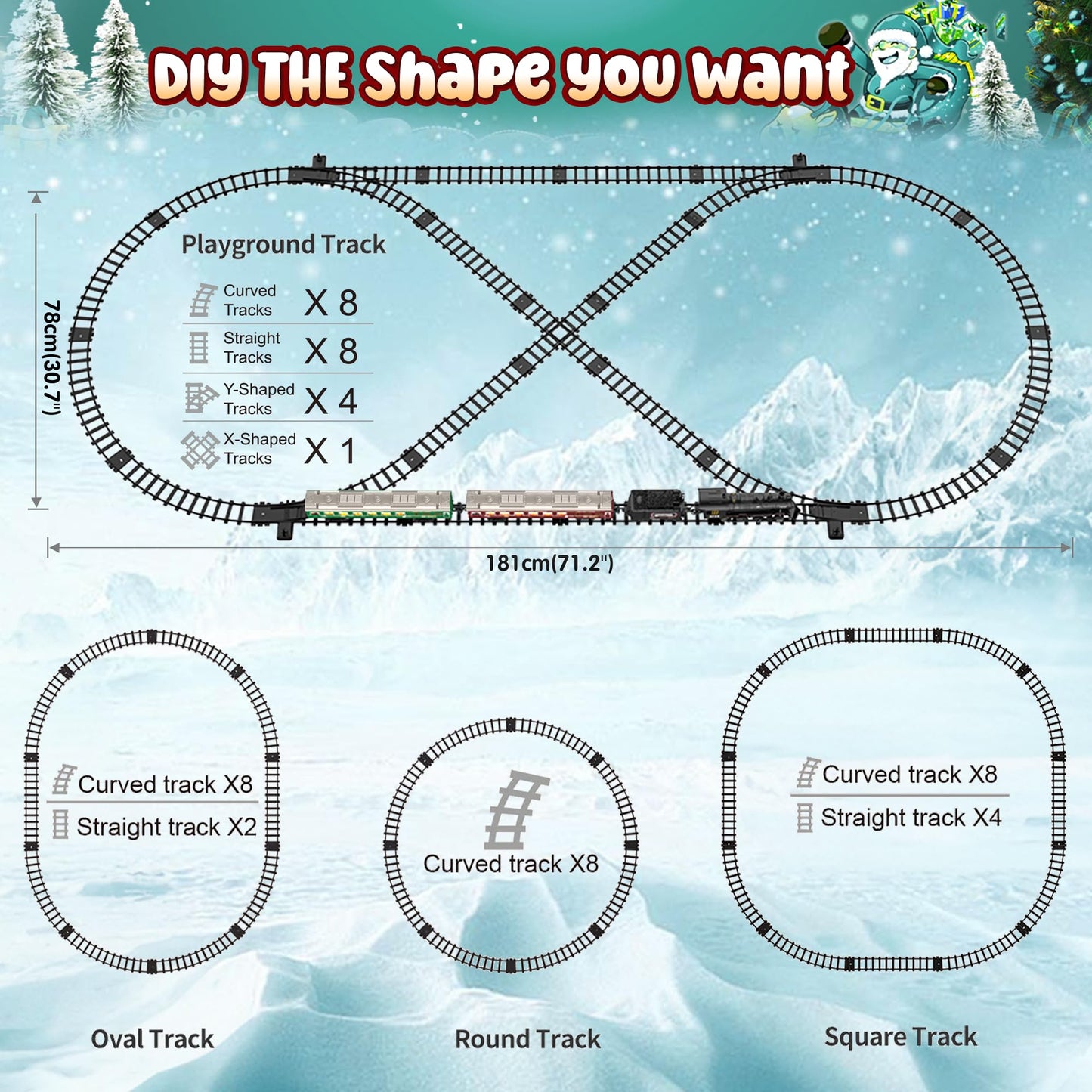 Hot Bee Train Set: Remote-Control Christmas Train with Glow Carriages