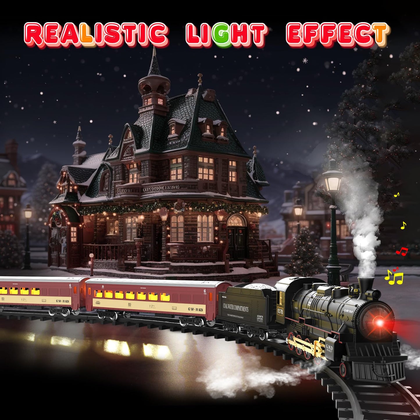 Hot Bee Train Set – Remote Control Steam Locomotive with Lights for Kids 3-8