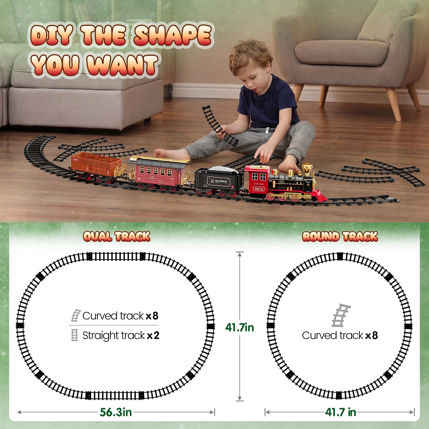 Hot Bee Train Set with Lights, Smoke & Sound — Fun Toddler Train Toys for 3–8+ Years | Christmas Tree Gift