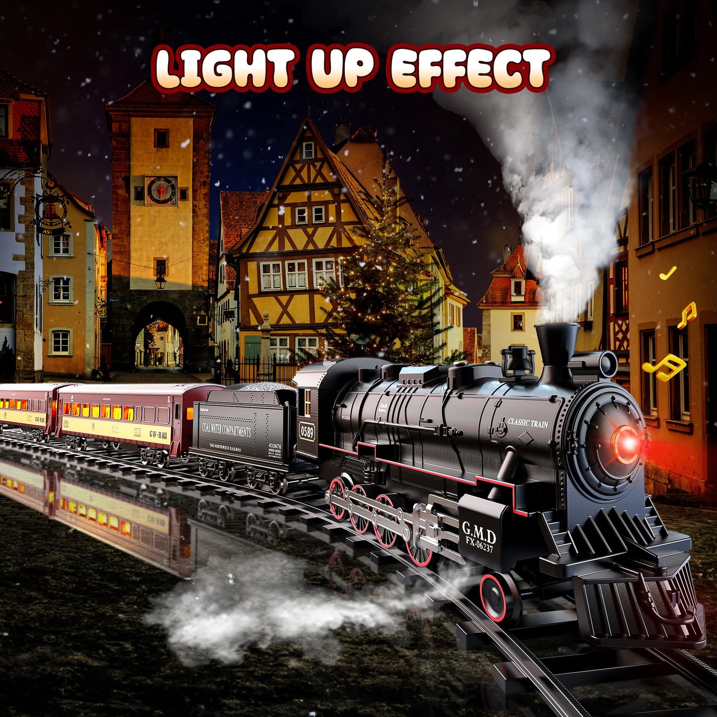 Hot Bee Train Set for Boys | Alloy RC Steam Locomotive, Light-Up Cars & Tracks – Christmas Gift 3-8+