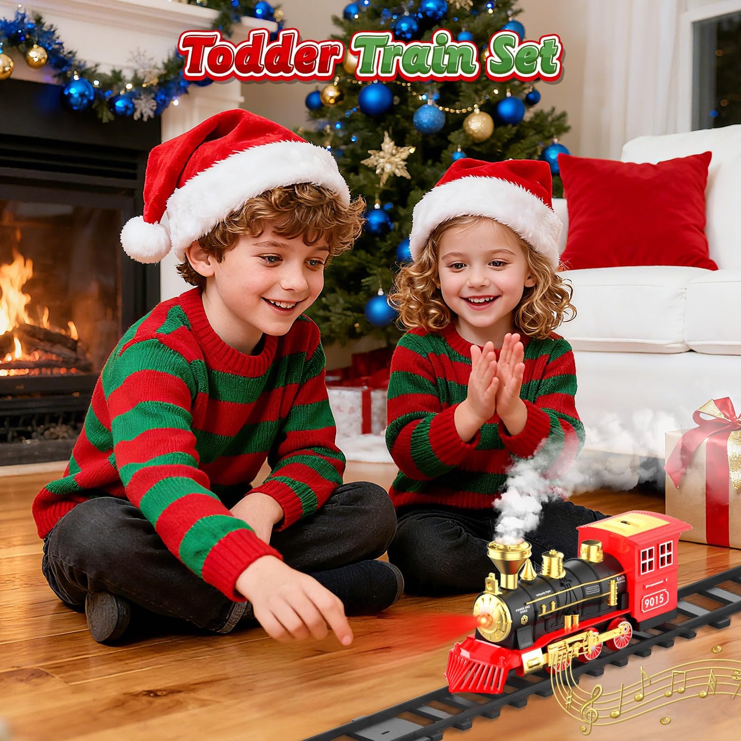 Hot Bee Train Locomotive Engine Toy – Lights, Sounds & Odorless Smoke for Ages 3–7+