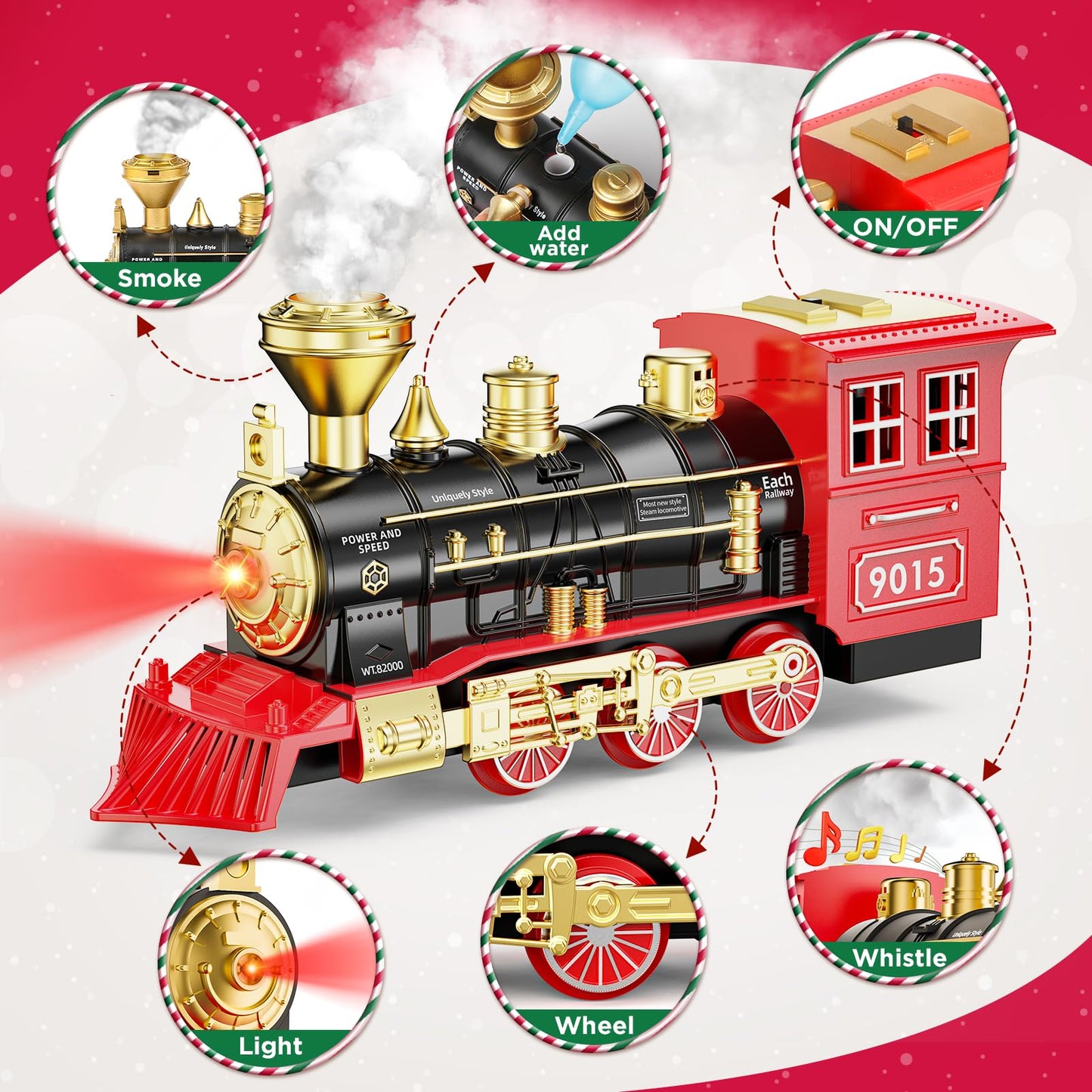 Hot Bee Train Locomotive Engine Toy – Lights, Sounds & Odorless Smoke for Ages 3–7+